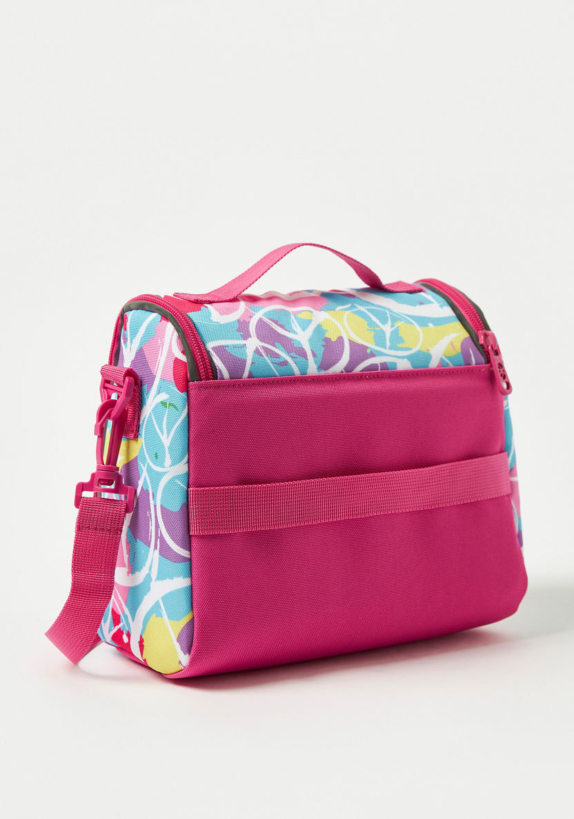 SHOUT Floral Print Lunch Bag with Mesh Detail and Adjustable Strap-Lunch Bags-image-2