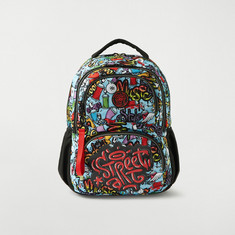 SHOUT Graphic Print Backpack with Zipper Closure - 16 inches