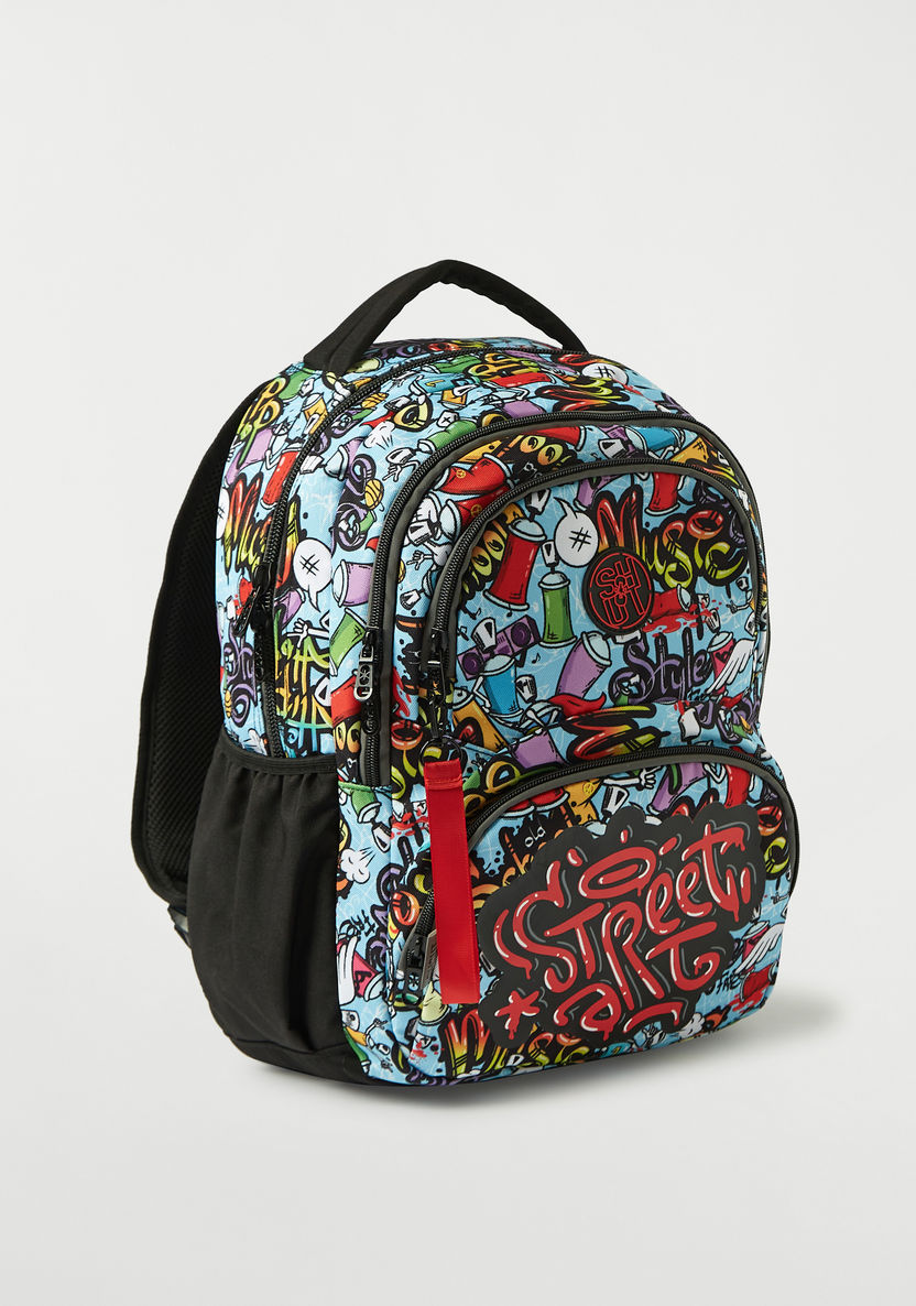 SHOUT Graphic Print Backpack with Zipper Closure - 16 inches-Backpacks-image-2