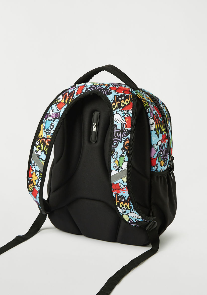 SHOUT Graphic Print Backpack with Zipper Closure - 16 inches-Backpacks-image-3