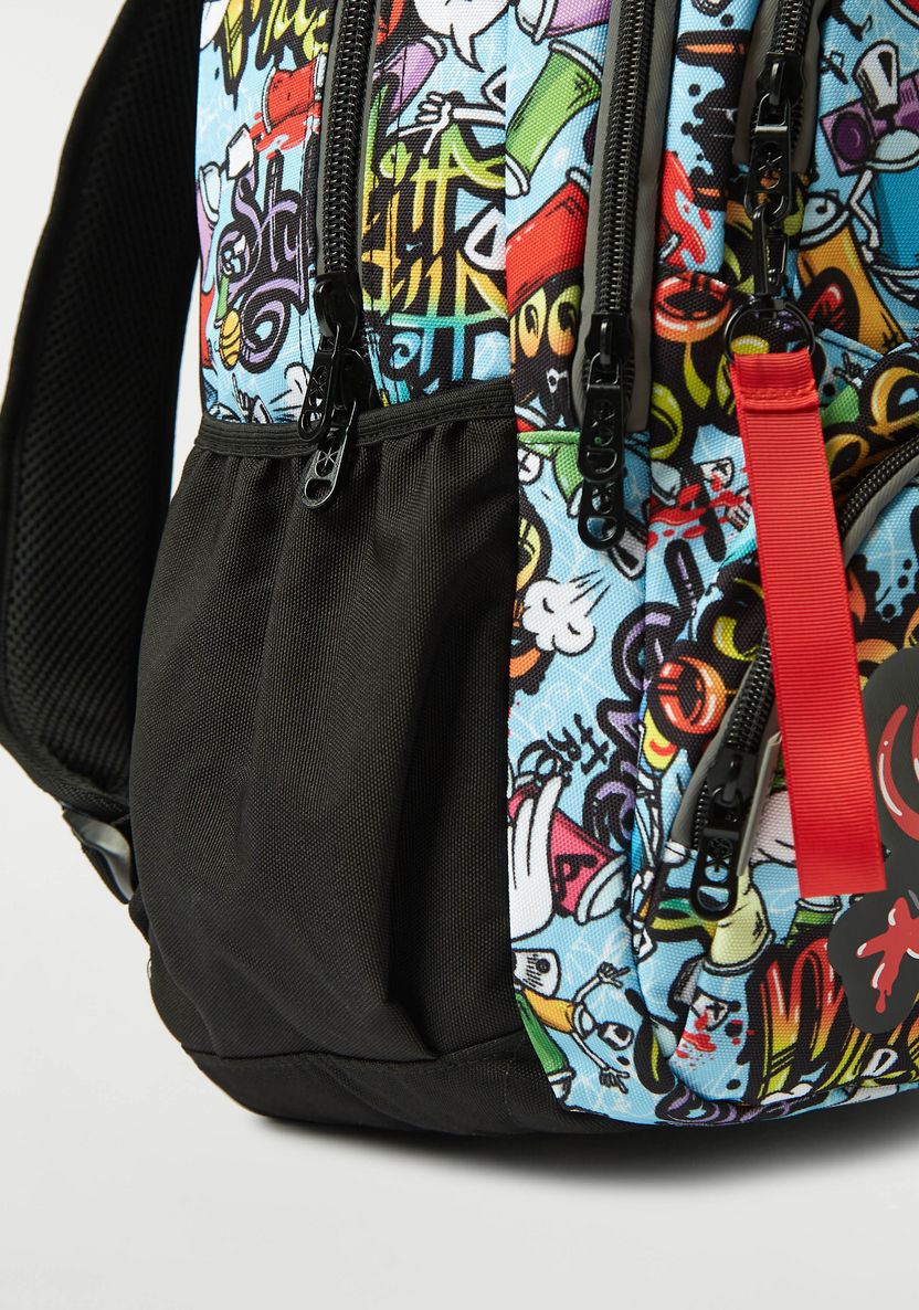 SHOUT Graphic Print Backpack with Zipper Closure - 16 inches-Backpacks-image-5