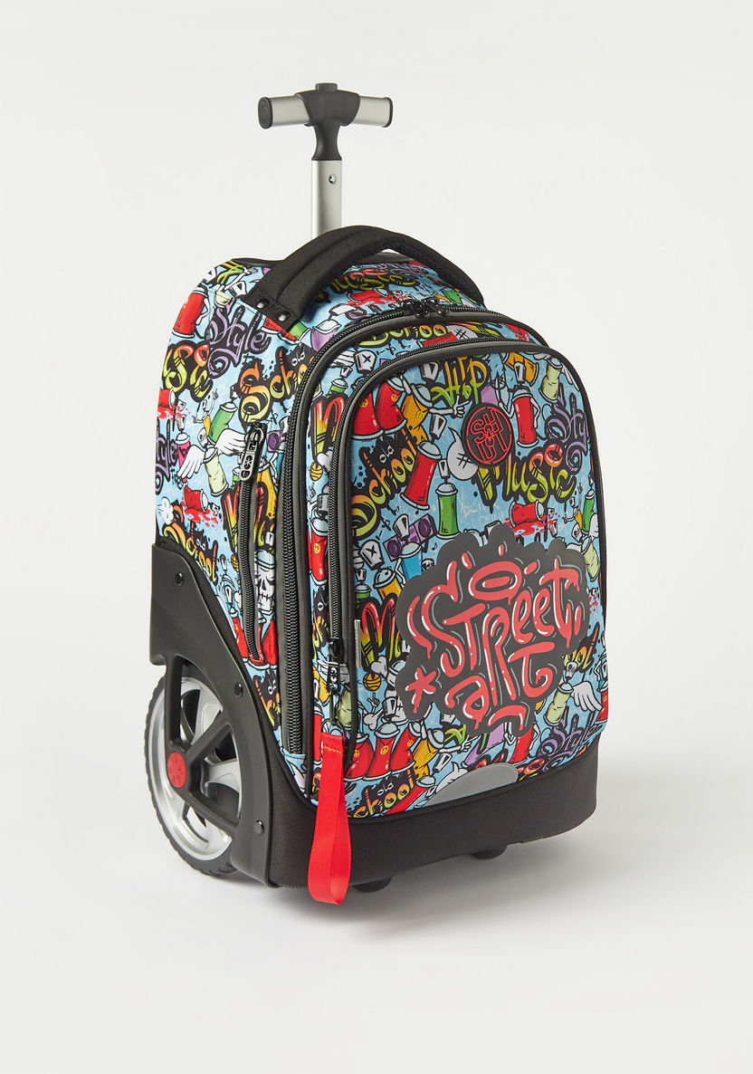 SHOUT Printed Trolley Bag with Retractable Handle and Big Wheels - 20 inches-Trolleys-image-1