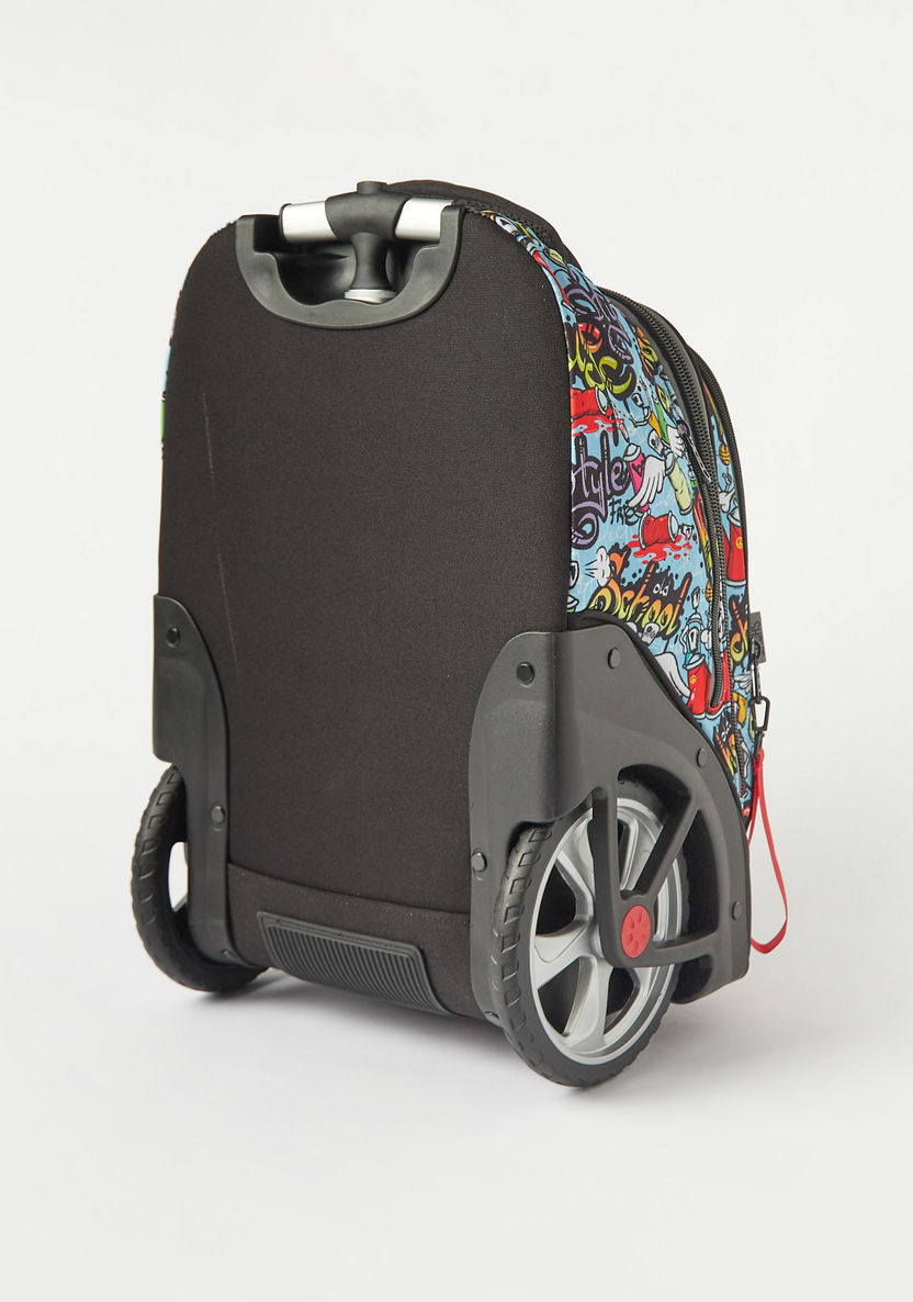 SHOUT Printed Trolley Bag with Retractable Handle and Big Wheels - 20 inches-Trolleys-image-4