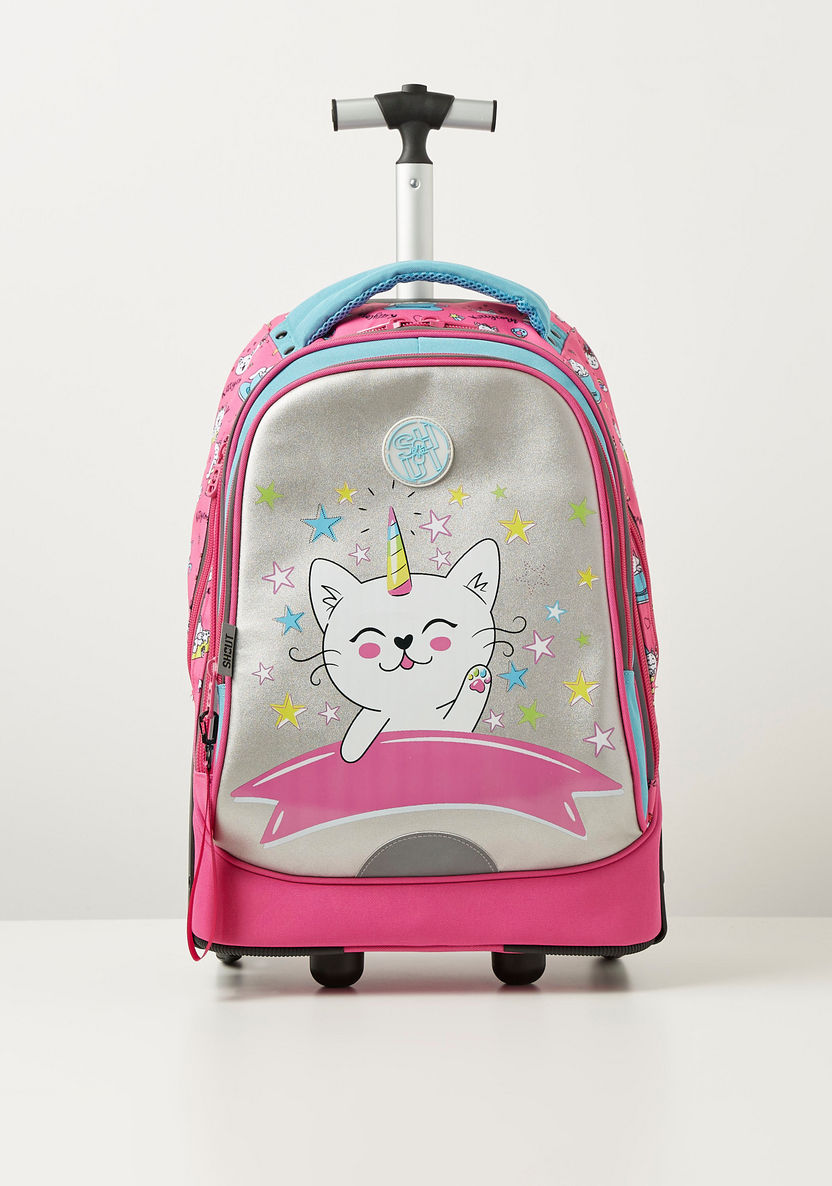 SHOUT Graphic Print Trolley Backpack with Big Wheels - 20 inches-Trolleys-image-0