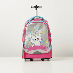 SHOUT Graphic Print Trolley Backpack with Big Wheels - 20 inches