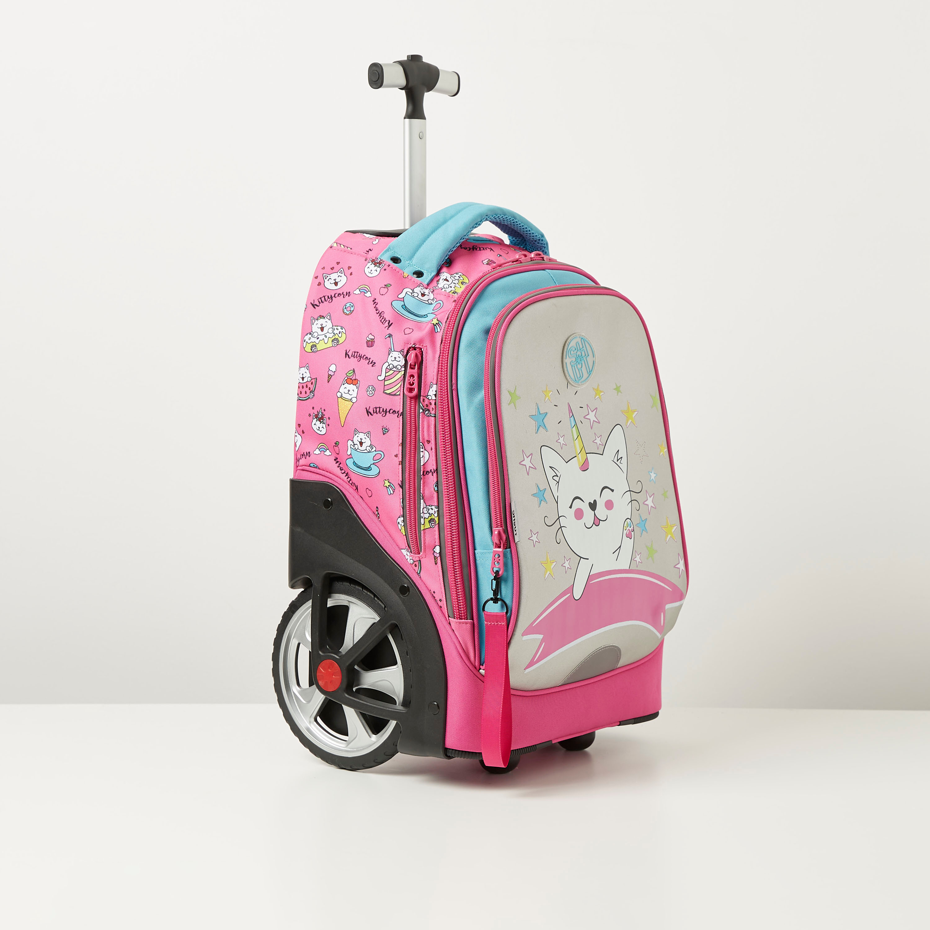 SHOUT Graphic Print Trolley Backpack with Big Wheels - 20 inches-school-bagsandbackpacks-trolleybags-image-2