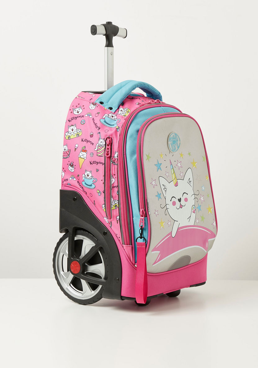 SHOUT Graphic Print Trolley Backpack with Big Wheels - 20 inches-Trolleys-image-1