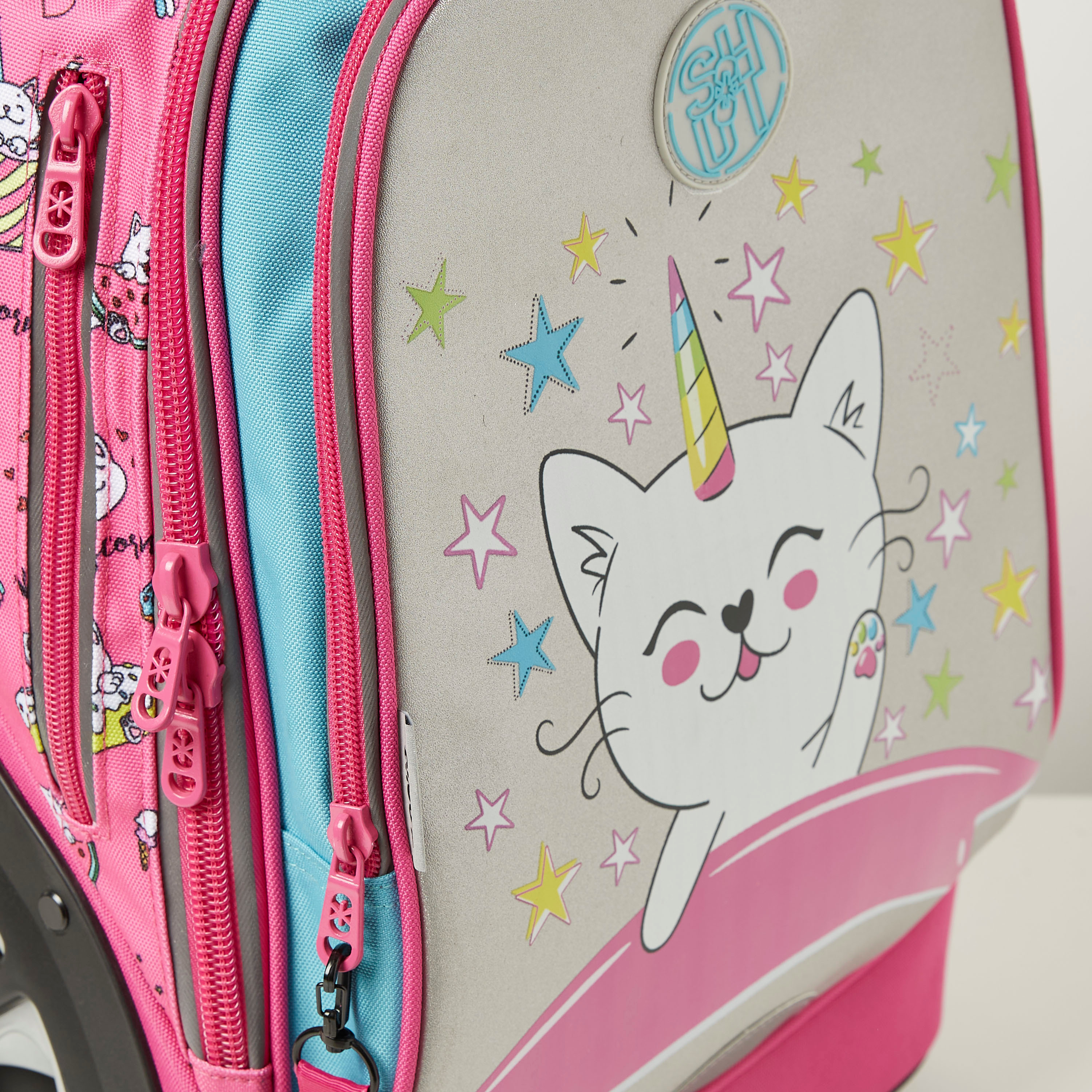 SHOUT Graphic Print Trolley Backpack with Big Wheels - 20 inches-school-bagsandbackpacks-trolleybags-image-3
