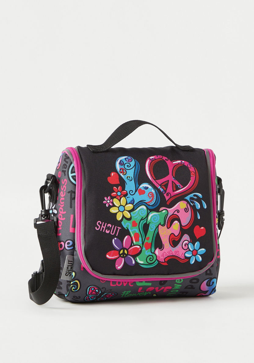 SHOUT Graphic Print Lunch Bag with Detachable Strap and Zip Closure-Lunch Bags-image-0