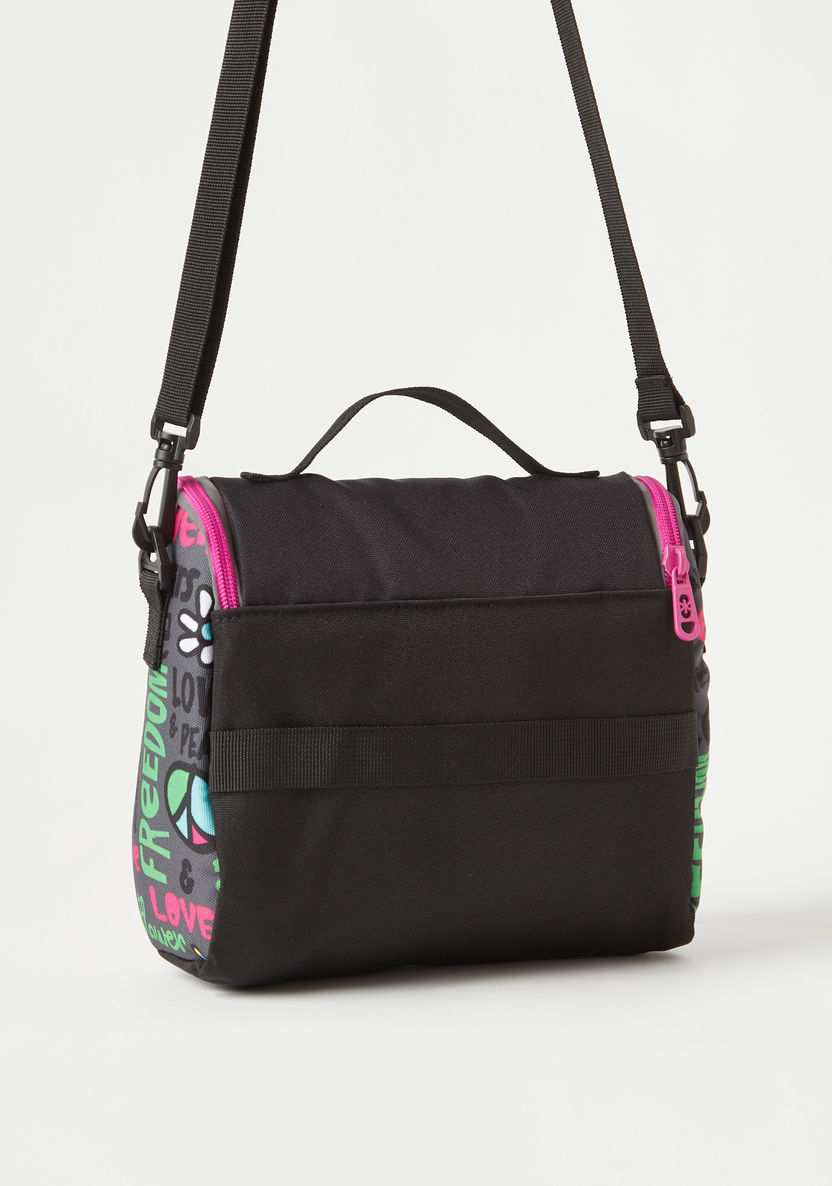 SHOUT Graphic Print Lunch Bag with Detachable Strap and Zip Closure-Lunch Bags-image-1
