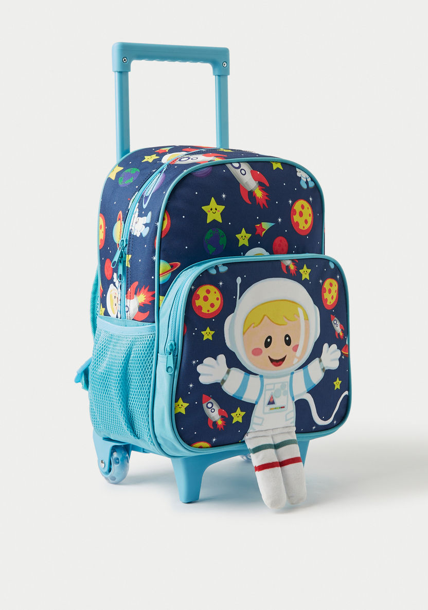 Juniors Printed Trolley Backpack with Retractable Handle - 14 inches-Trolleys-image-2