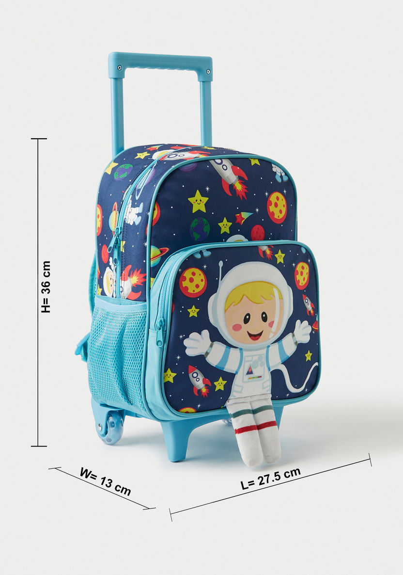 Juniors Printed Trolley Backpack with Retractable Handle - 14 inches-Trolleys-image-1