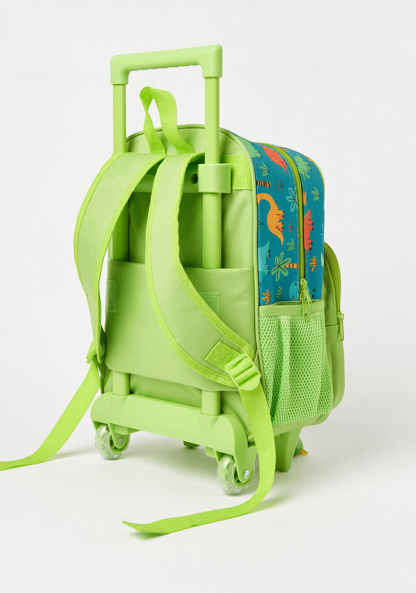 Juniors Dinosaur Print Trolley Backpack with Leg Applique and Wheels - 14 inches-Trolleys-image-4