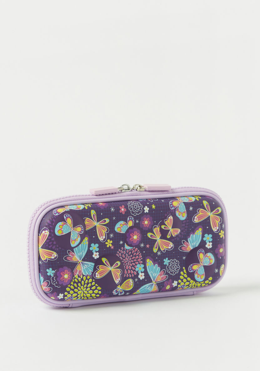 Juniors All-Over Butterfly Print Pencil Case with Zip Closure-Pencil Cases-image-1