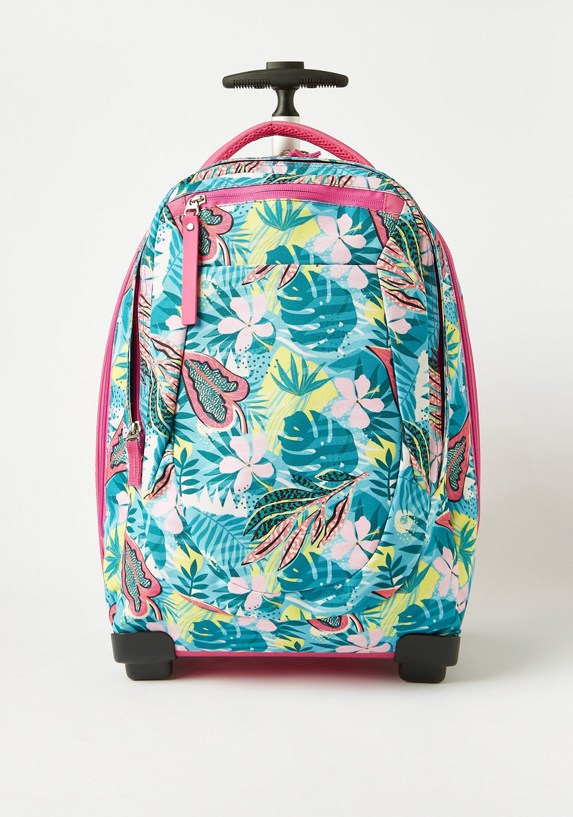 Juniors Tropical Print Trolley Backpack with Retractable Handle - 18 inches-Trolleys-image-0