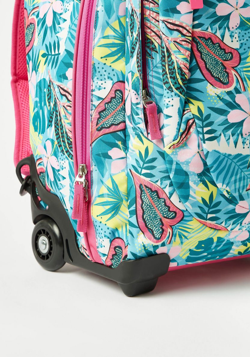 Juniors Tropical Print Trolley Backpack with Retractable Handle - 18 inches-Trolleys-image-2