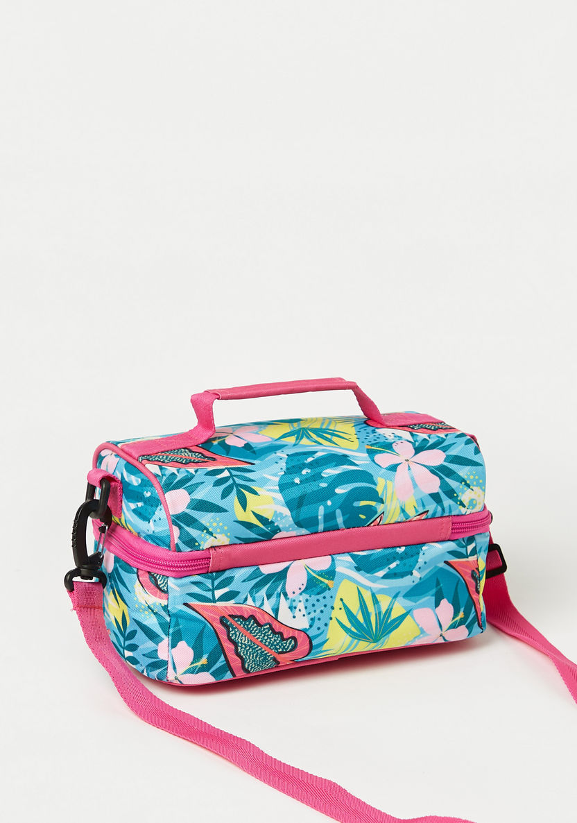 Juniors Floral Print Lunch Bag with Detachable Strap and Zip Closure-Lunch Bags-image-3