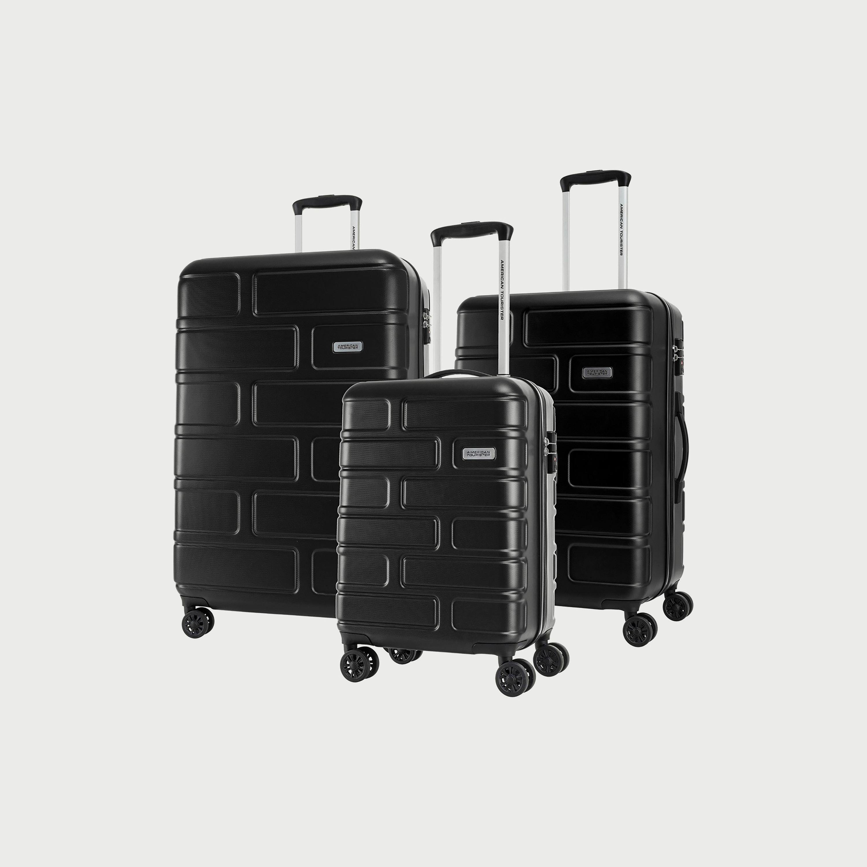 مجموعة شنطة سفرترولي من 3 قطع صلبة مزخرفة مع مقبض قابل للسحب من امريكان توريستر-travel-luggagesandbags-luggage-image-1