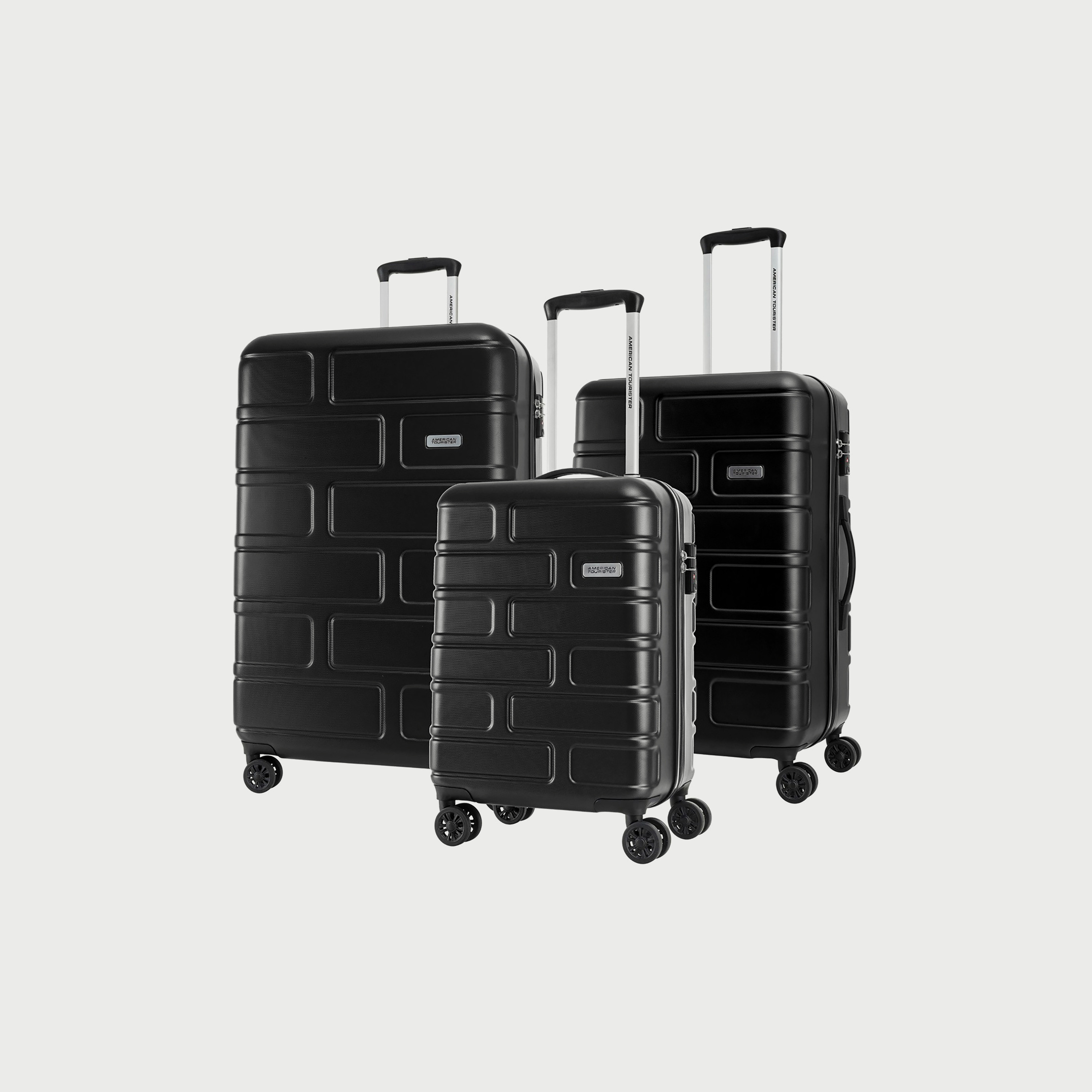 مجموعة شنطة سفرترولي من 3 قطع صلبة مزخرفة مع مقبض قابل للسحب من امريكان توريستر-travel-luggagesandbags-luggage-image-2