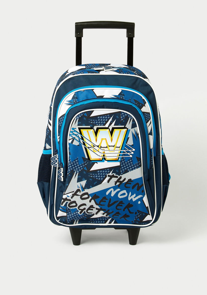 WWE Print Trolley Backpack with Wheels and Retractable Handle - 18 inches-Trolleys-image-0