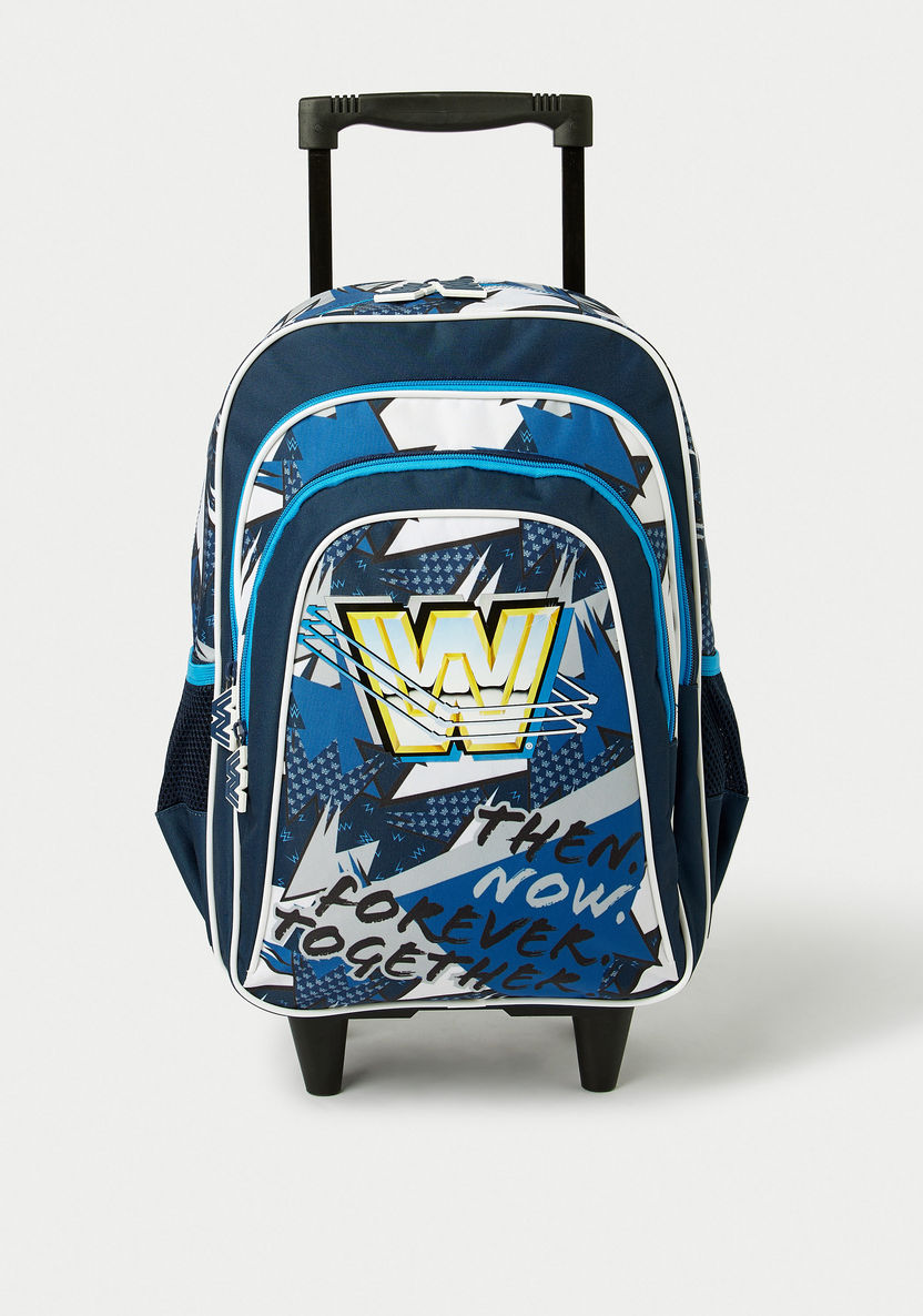 WWE Print Trolley Backpack with Wheels and Retractable Handle - 16 inches-Trolleys-image-0