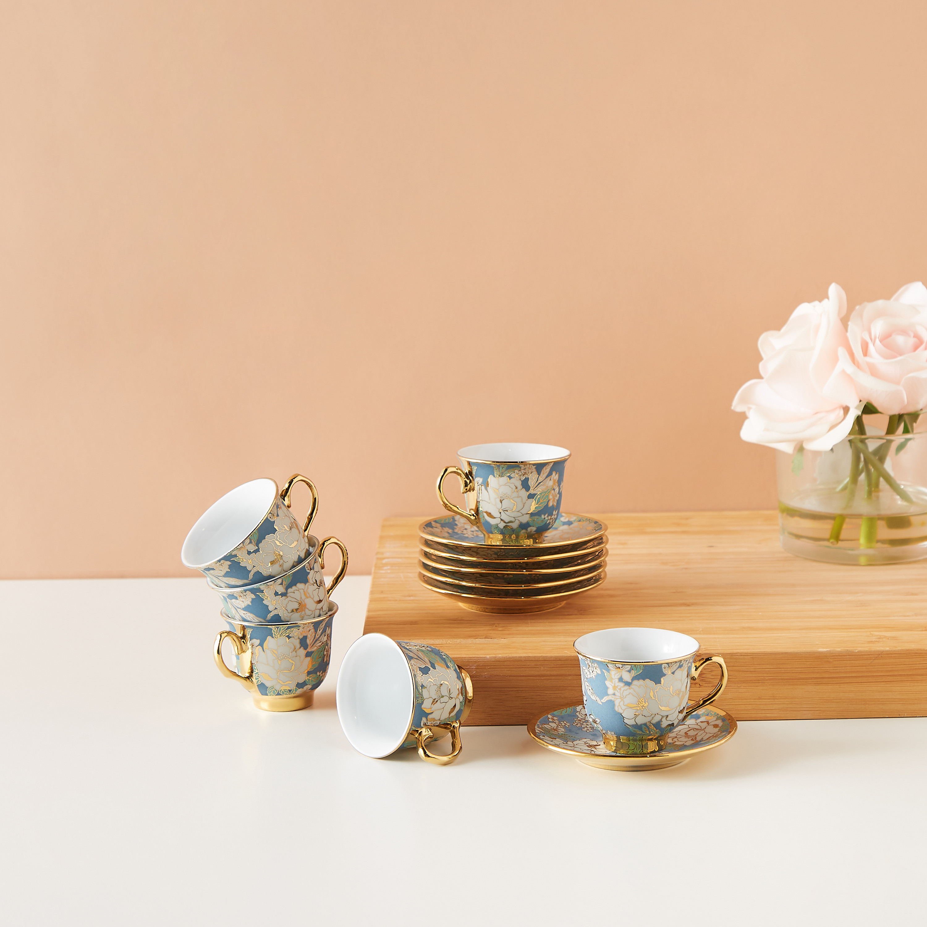 طقم فناجين وصحون بورسلان 12 قطعة بطبعات-household-dining-teaandcoffee-teaandcoffeesets-image-1