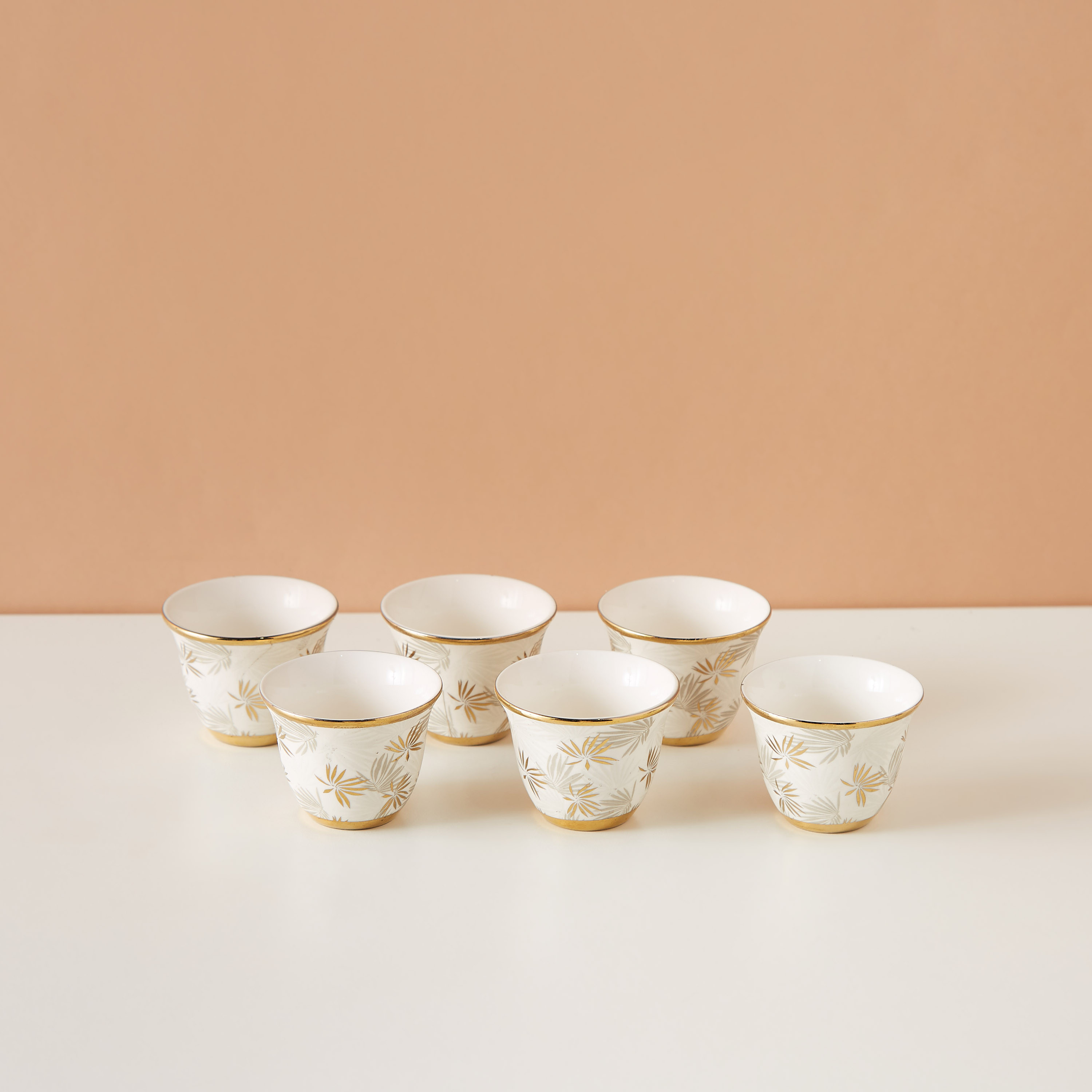 Floral Print 6-Piece Bone China Cawa Cup Set - 80 ml-household-dining-teaandcoffee-teaandcoffeesets-image-2