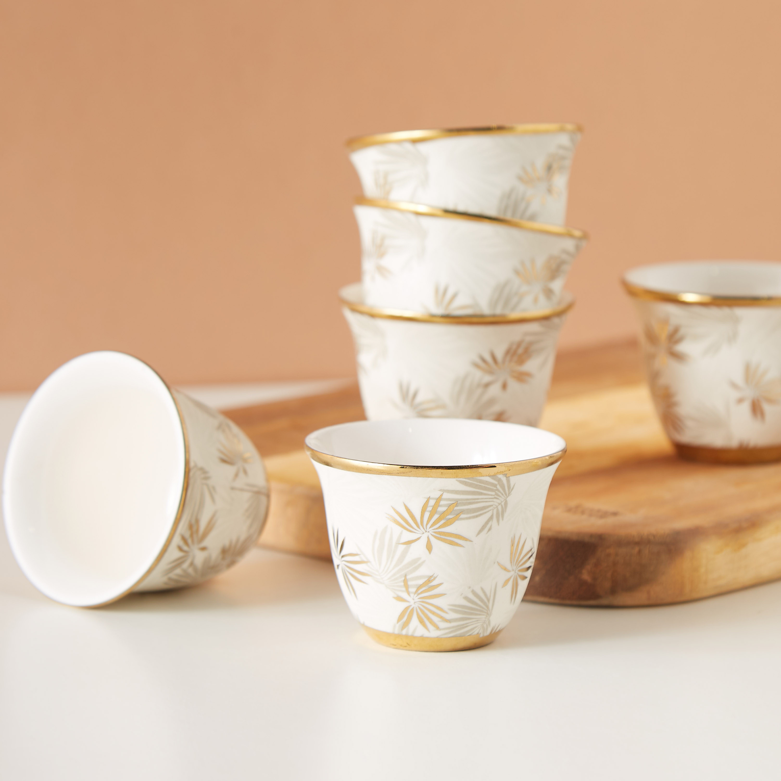 Floral Print 6-Piece Bone China Cawa Cup Set - 80 ml-household-dining-teaandcoffee-teaandcoffeesets-image-3
