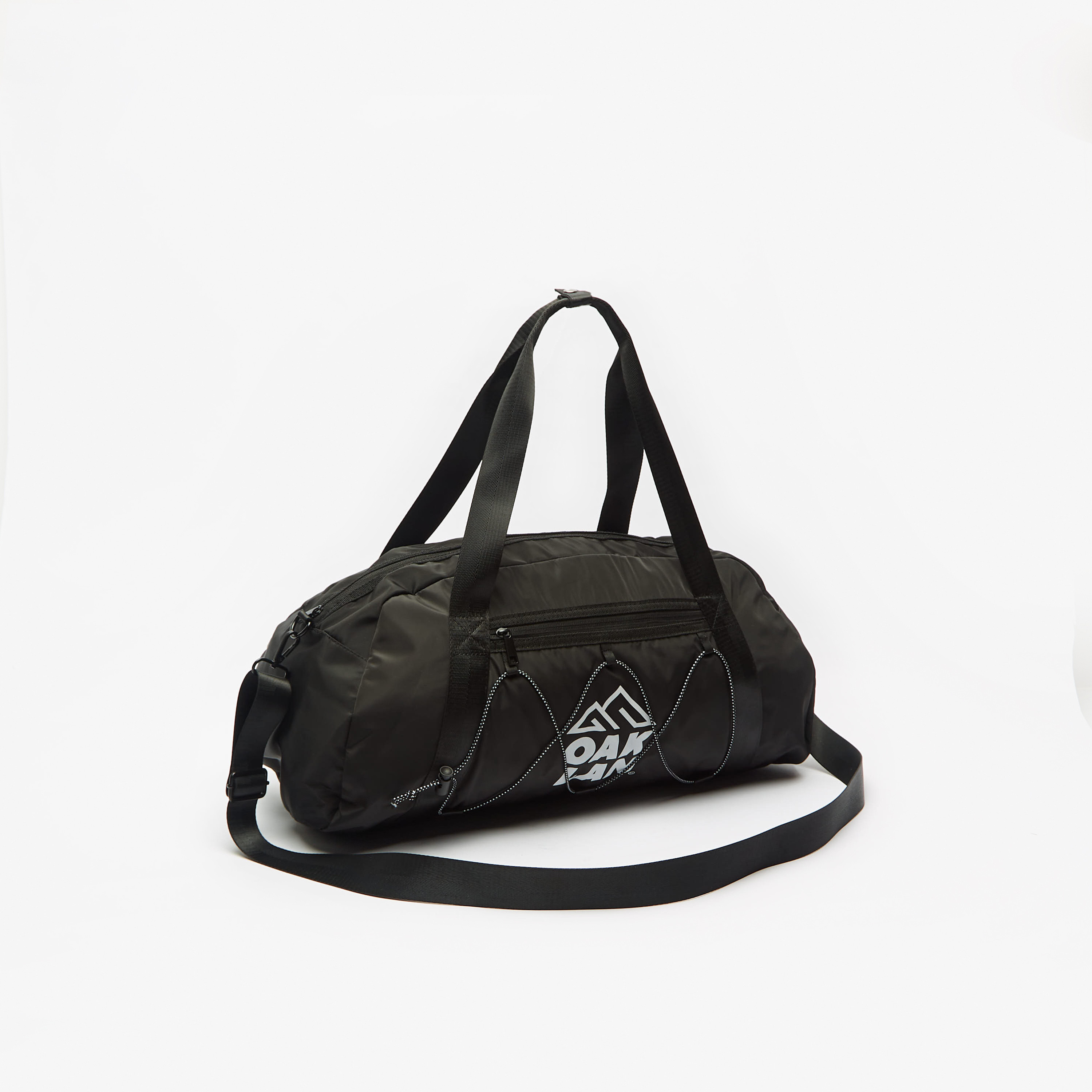 OAKLAN Logo Print Duffel Bag with Detachable Strap and Zip Closure-travel-luggagesandbags-dufflebags-image-10