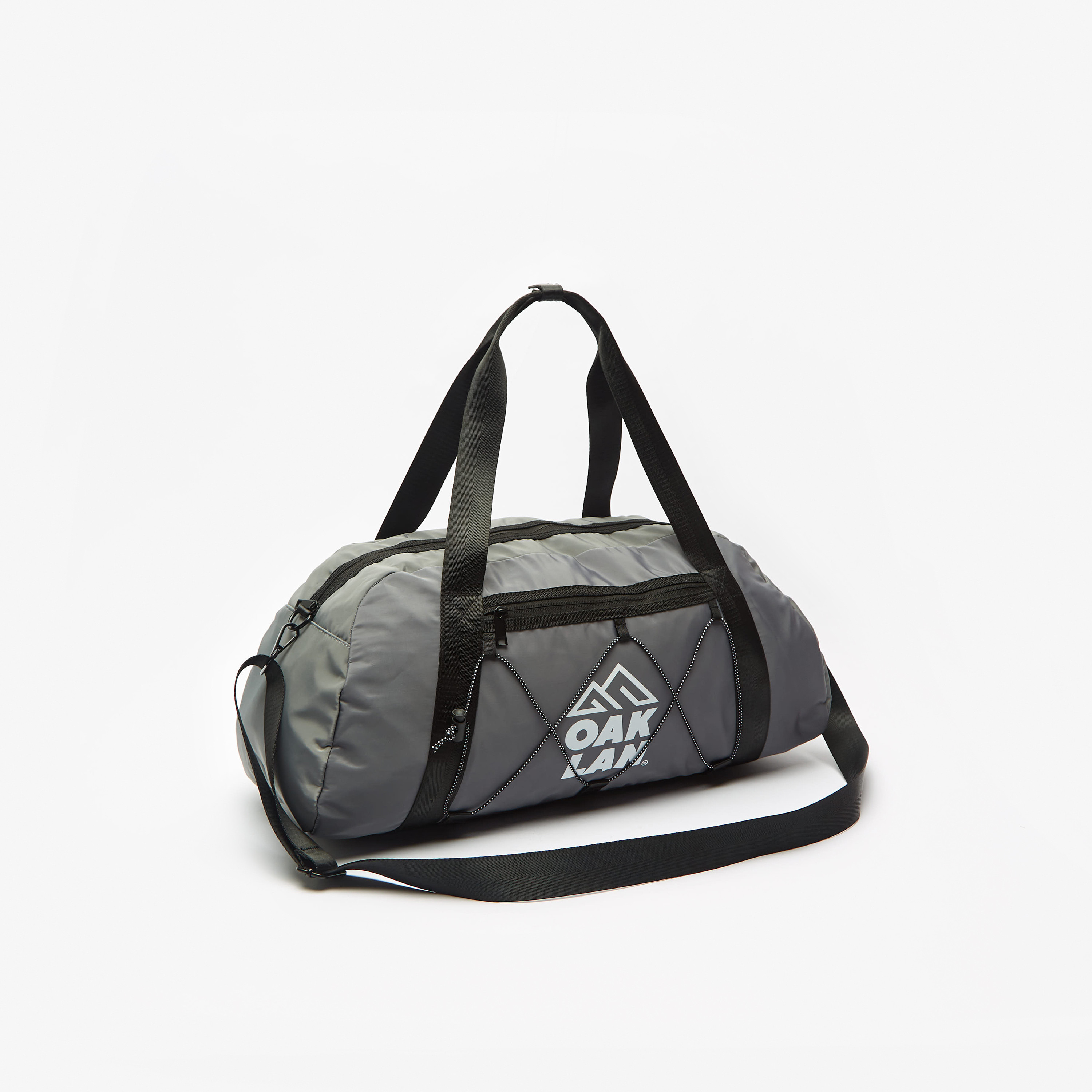 OAKLAN Logo Print Duffel Bag with Detachable Strap and Zip Closure-travel-luggagesandbags-dufflebags-image-2