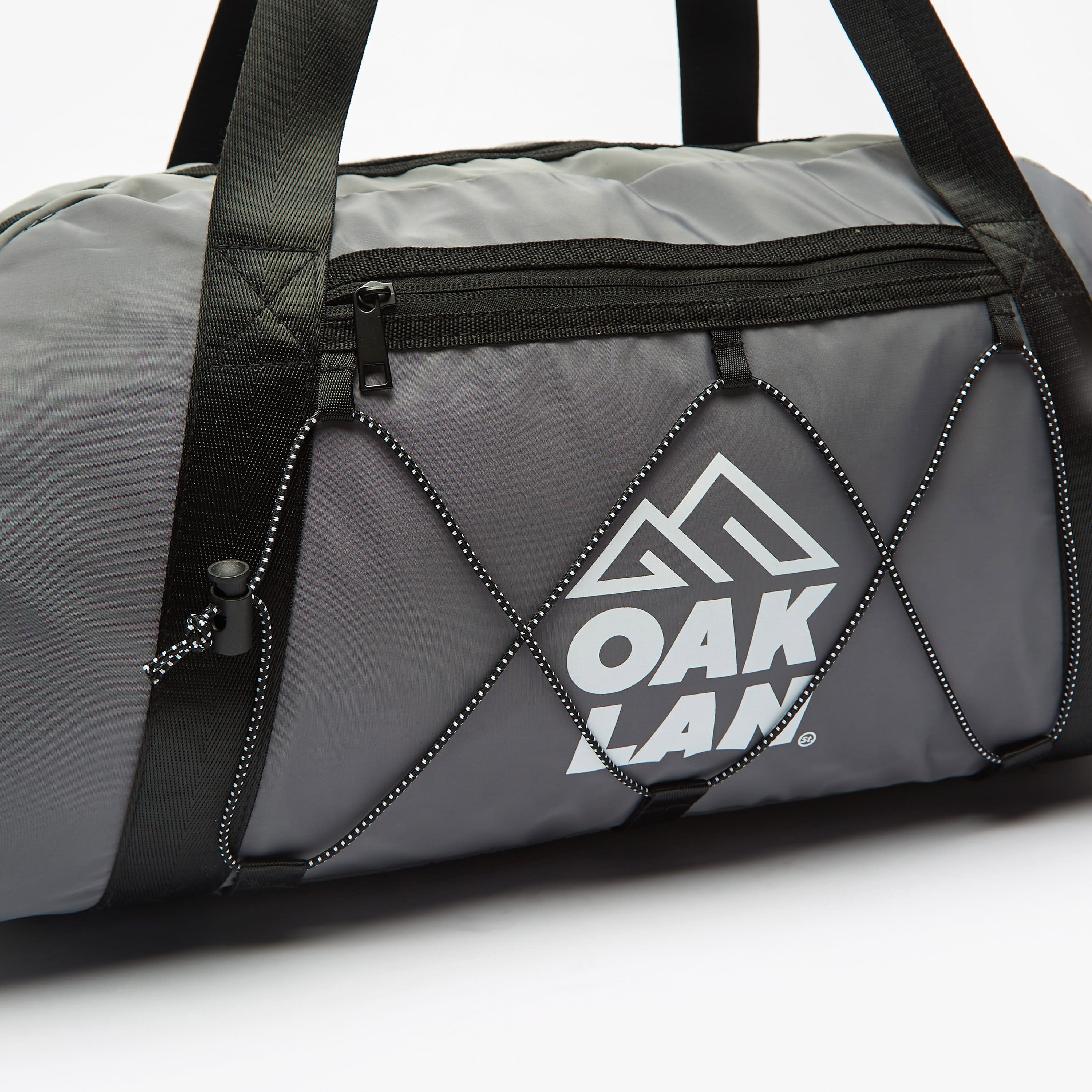 OAKLAN Logo Print Duffel Bag with Detachable Strap and Zip Closure-travel-luggagesandbags-dufflebags-image-3