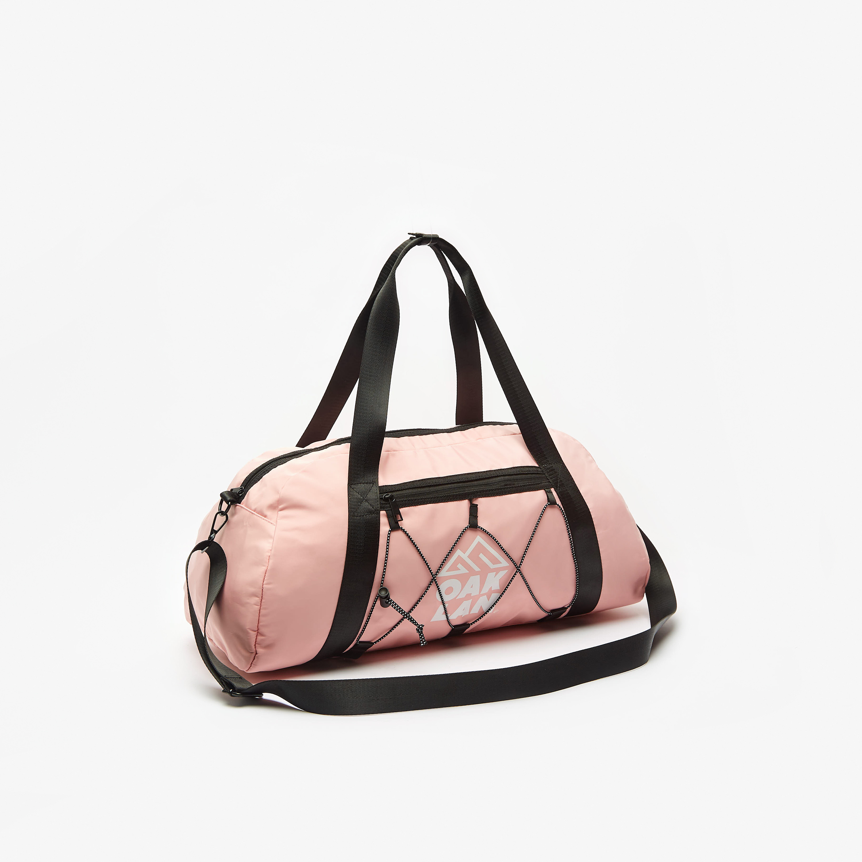 OAKLAN Logo Print Duffel Bag with Detachable Strap and Zip Closure-travel-luggagesandbags-dufflebags-image-6