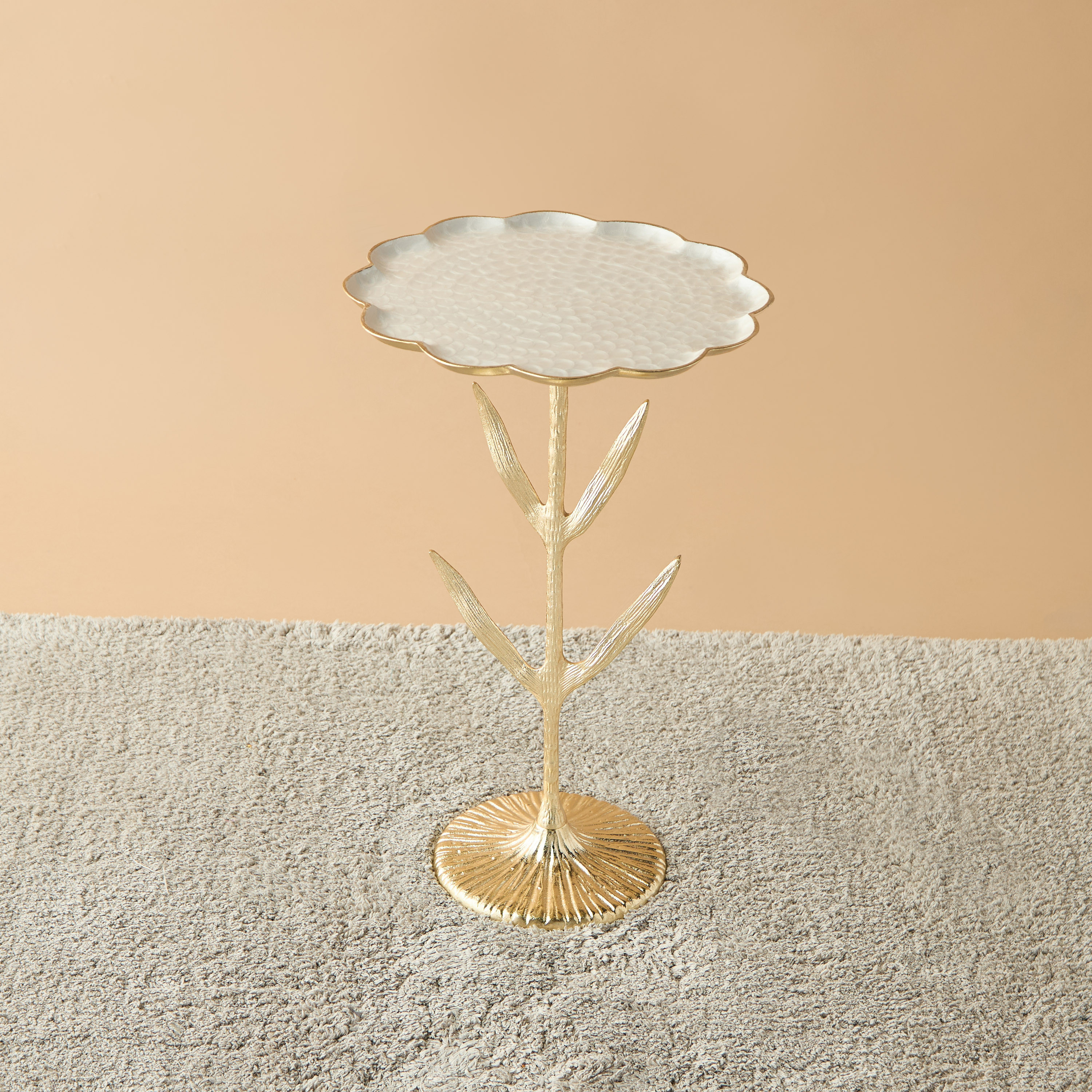 Glass Top Accent Table with Floral Base - 35x35x55 cms-furniture-livingroom-sideandendtables-image-3