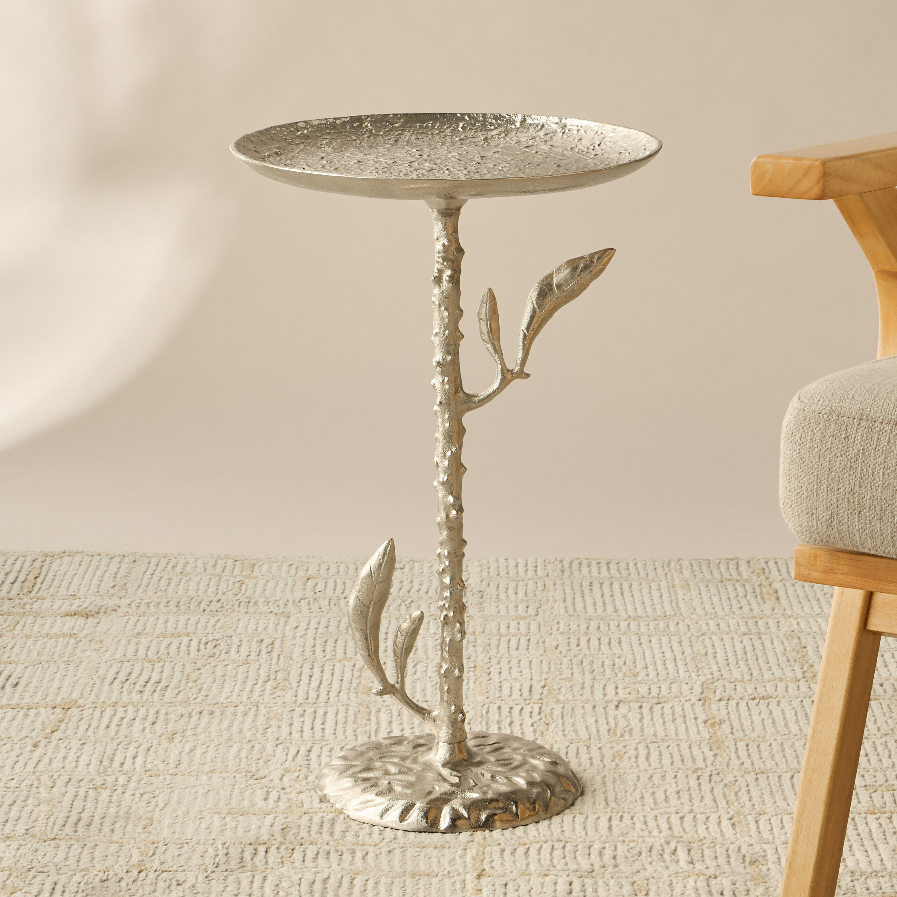 Metal Top Accent Table with Leaf Base - 34x34x55 cms-furniture-livingroom-sideandendtables-image-2