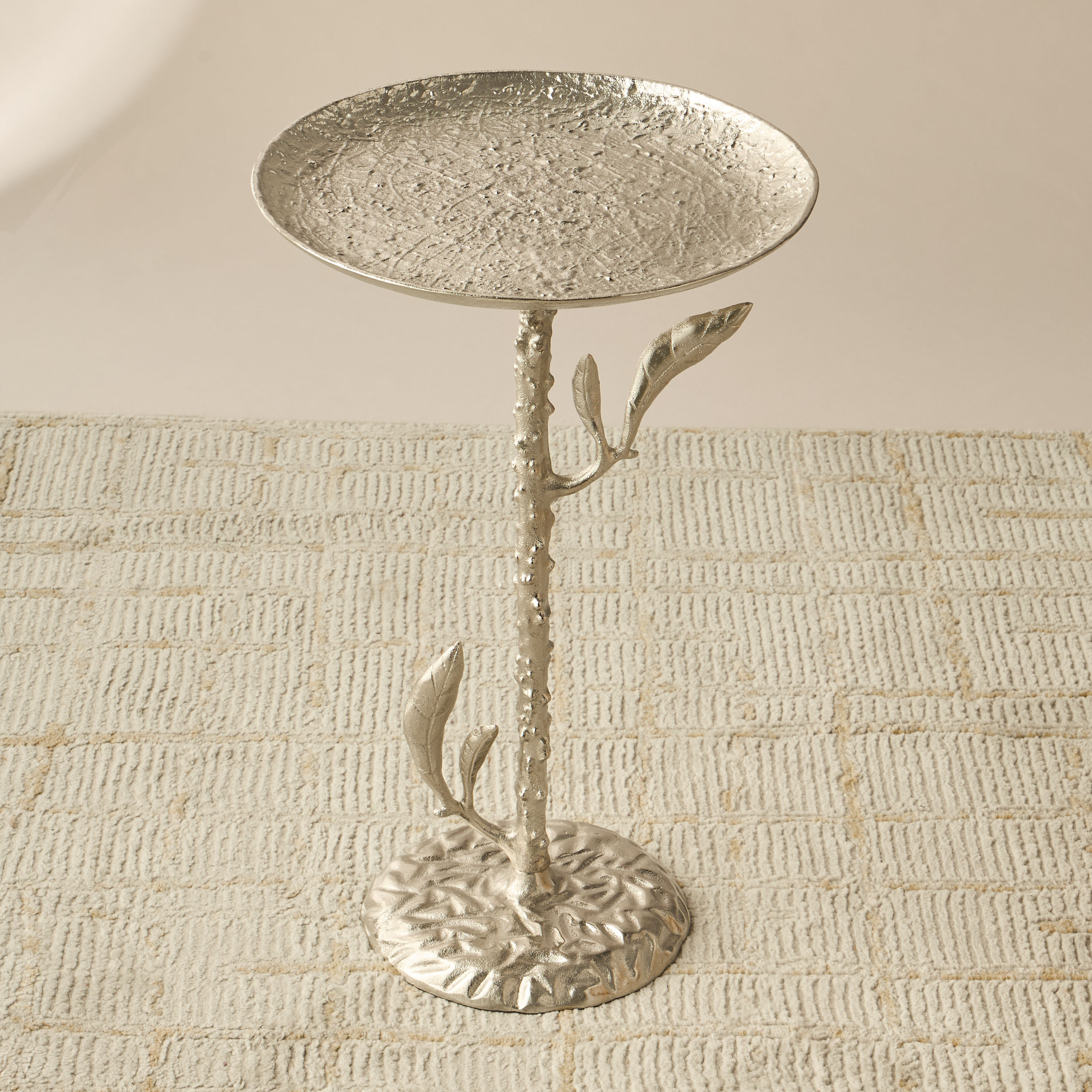 Metal Top Accent Table with Leaf Base - 34x34x55 cms-furniture-livingroom-sideandendtables-image-3