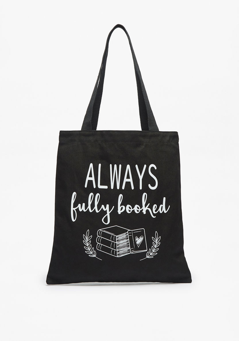 Missy Slogan Print Shopper Bag with Handles-Women%27s Handbags-image-0