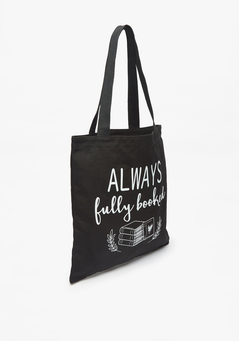 Missy Slogan Print Shopper Bag with Handles-Women%27s Handbags-image-1