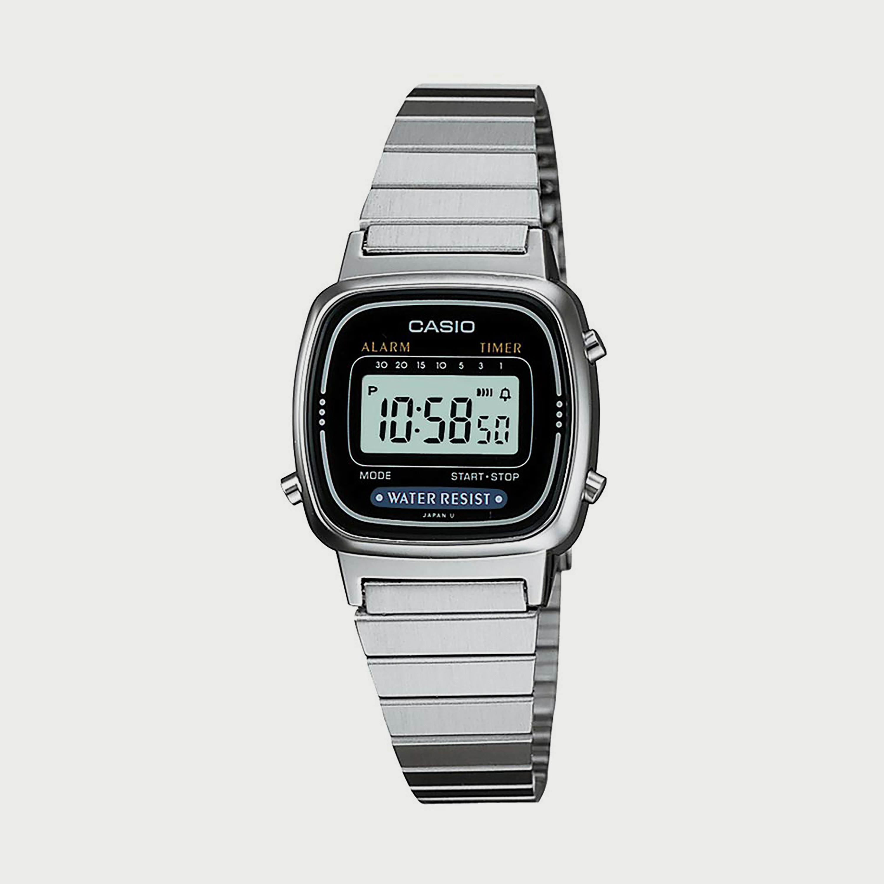 Casio Unisex Silver Digital Stainless Steel Strap Watch LA670WD-1DF | 25 MM-men-watchesandjewellery-watches-image-1