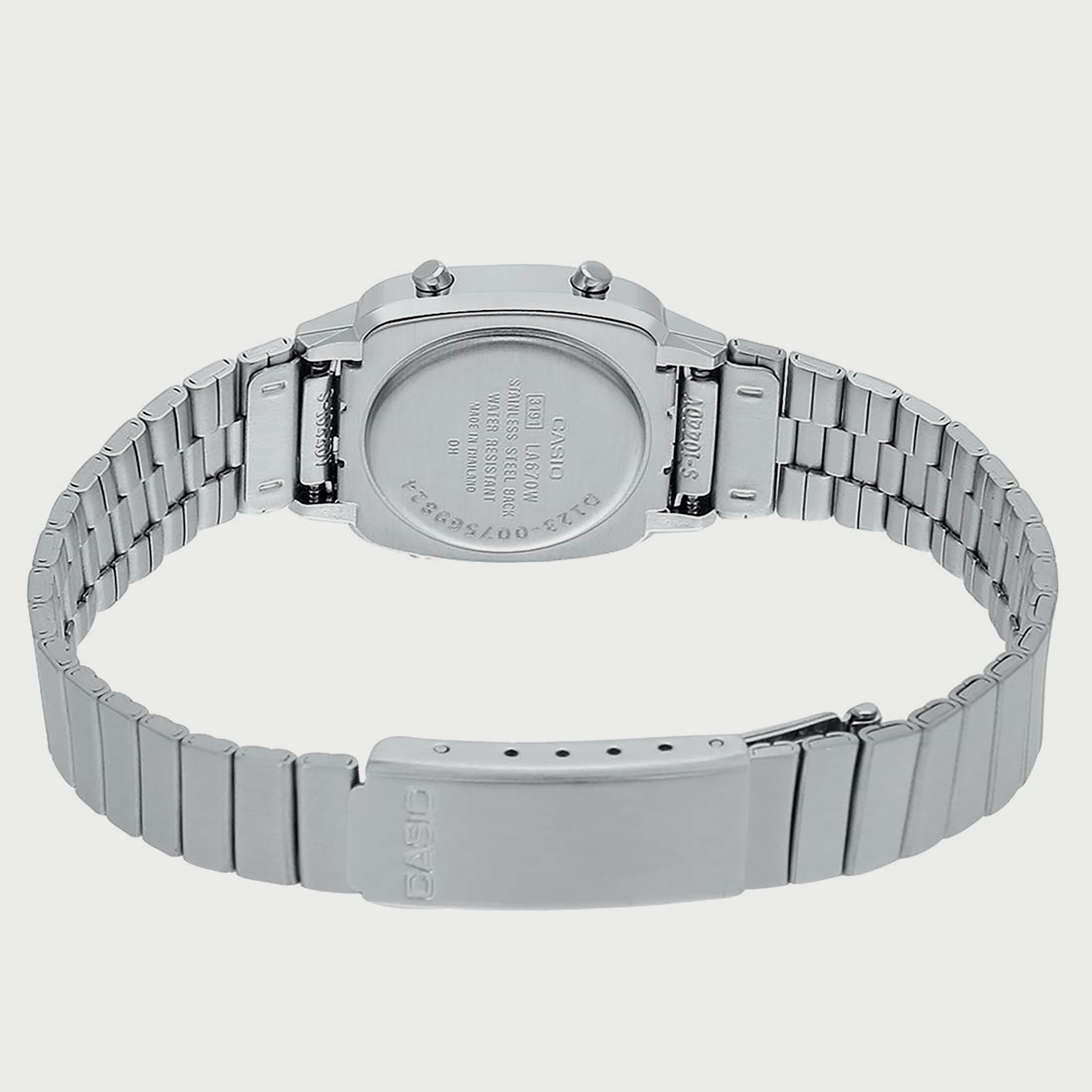 Casio Unisex Silver Digital Stainless Steel Strap Watch LA670WD-1DF | 25 MM-men-watchesandjewellery-watches-image-3