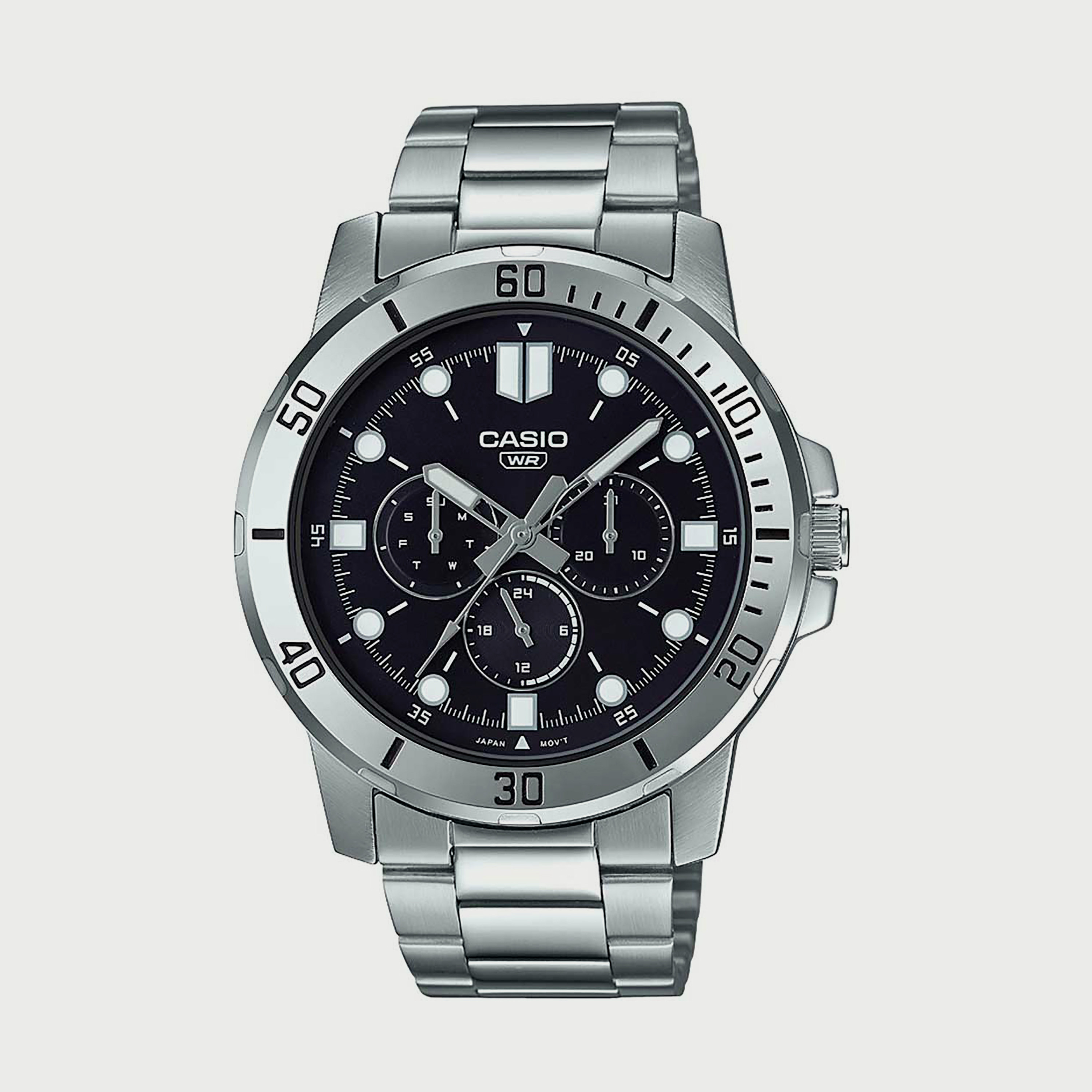 Casio Men's Silver Analog Stainless Steel Strap Watch MTP-VD300D-1EUDF-men-watchesandjewellery-watches-image-1