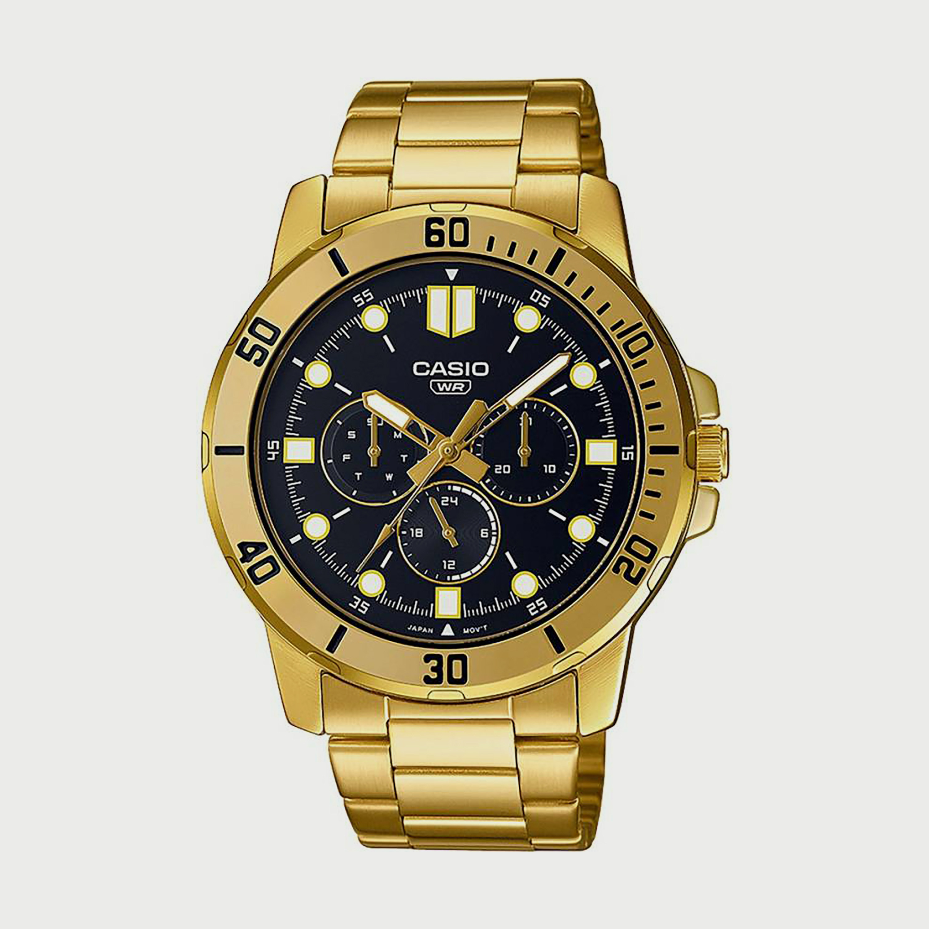 ساعة كاسيو للرجال ذهبية انالوج بسوار ستانلس ستيل MTP-VD300G-1EUDF-men-watchesandjewellery-watches-image-1