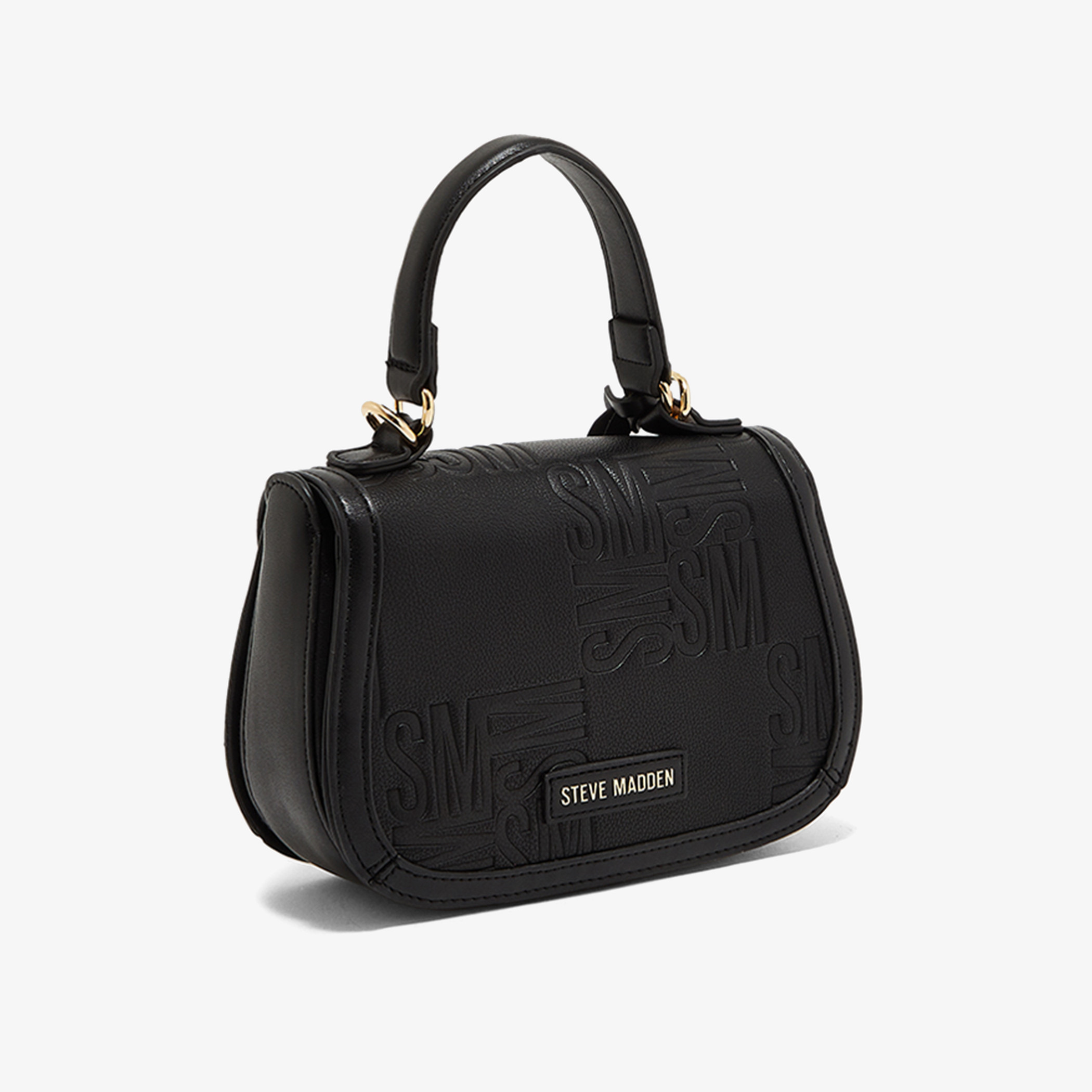 Shop Steve Madden Logo Embossed Satchel Bag with Detachable