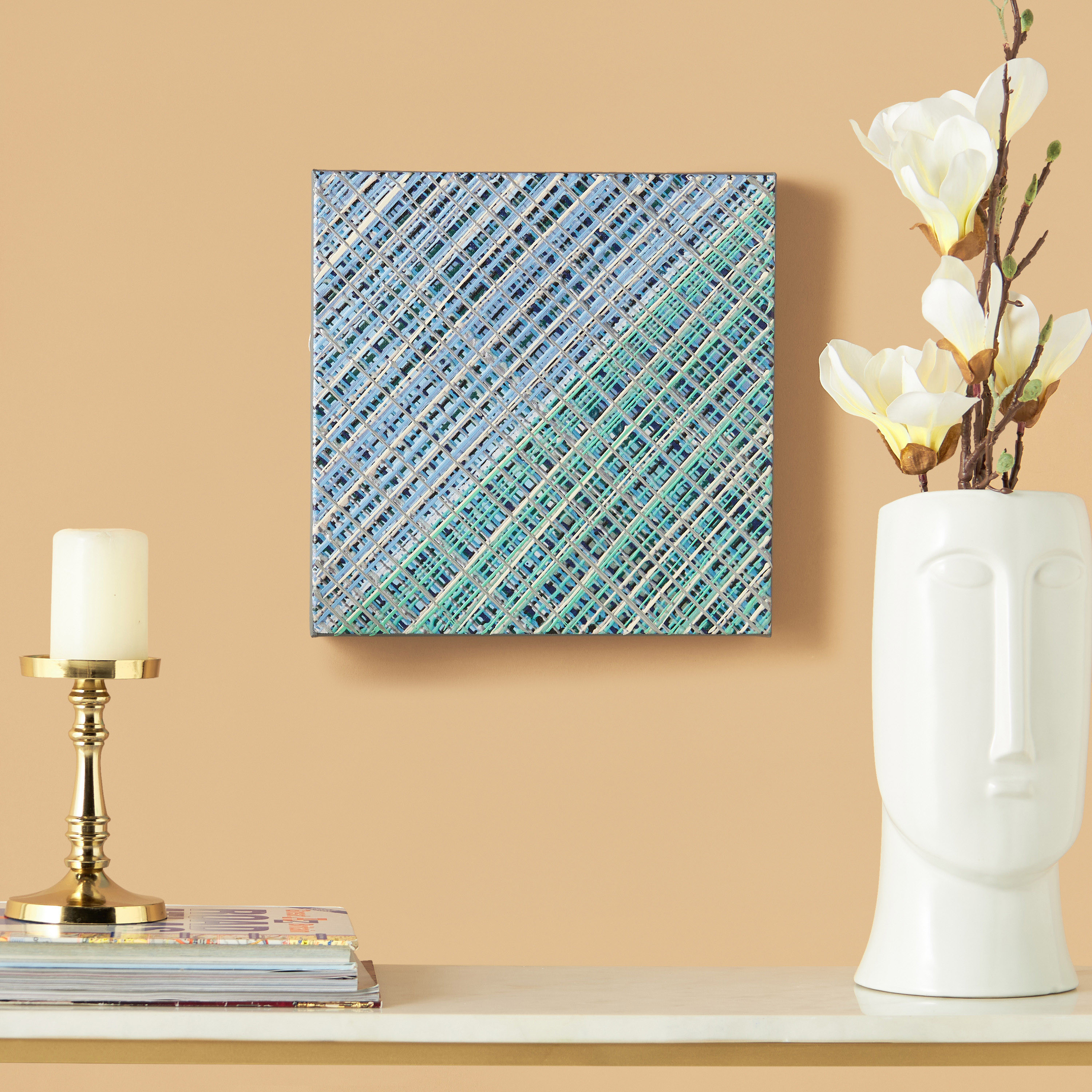 Checked Decorative Canvas Wall Art - 30x30 cms-household-walldecorandmirrors-wallart-image-1