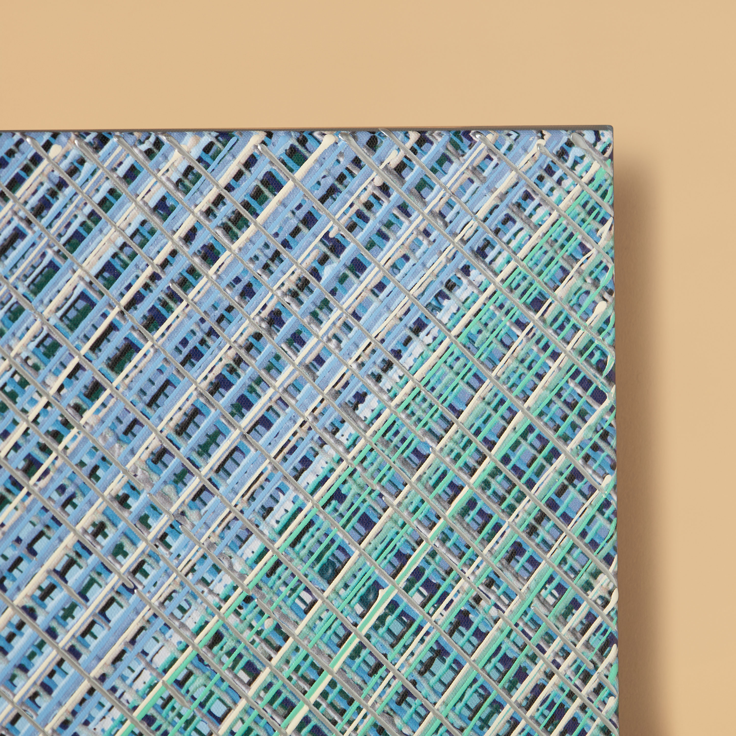 Checked Decorative Canvas Wall Art - 30x30 cms-household-walldecorandmirrors-wallart-image-4