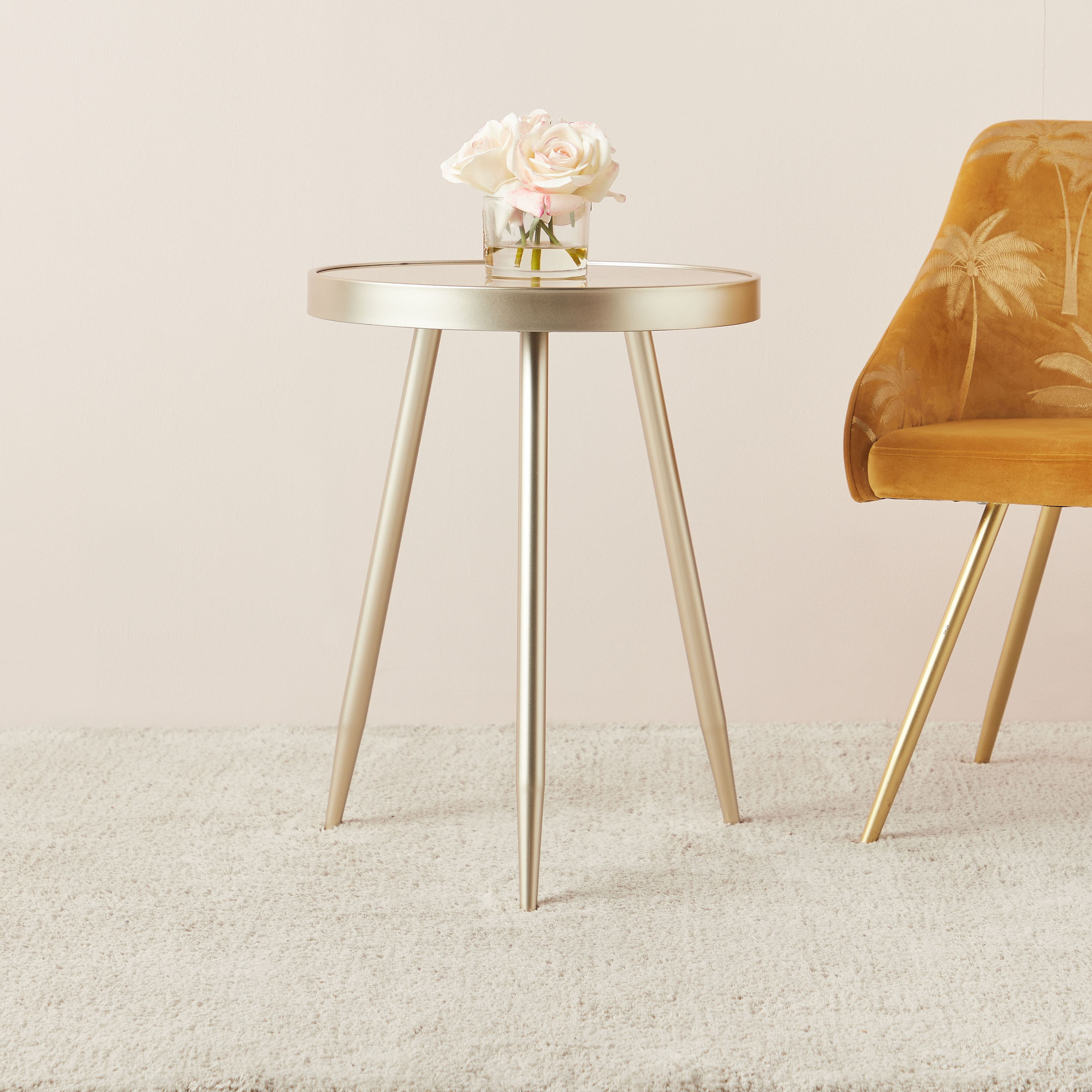 Floral Print Round Metal Accent Table-furniture-livingroom-sideandendtables-image-1