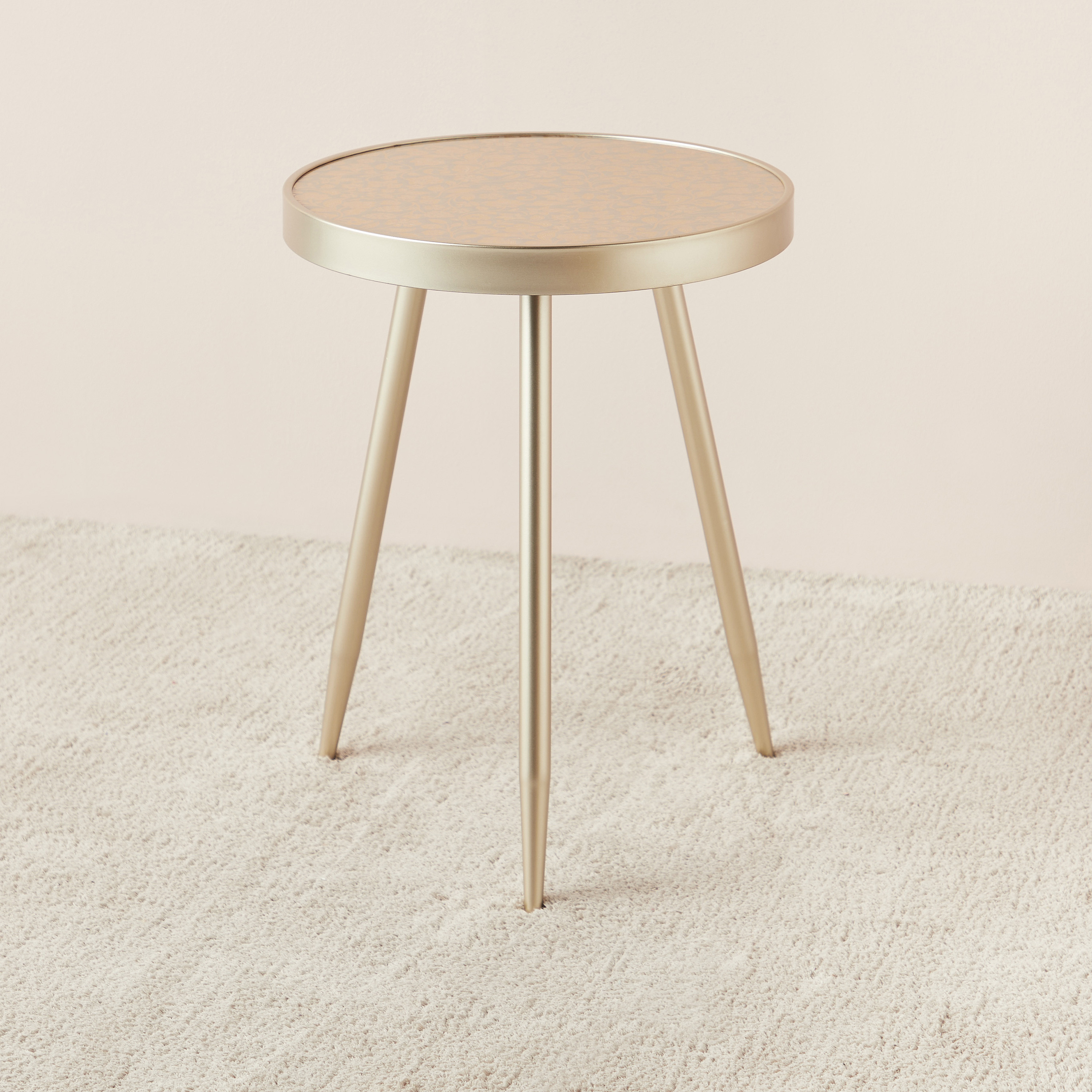 Floral Print Round Metal Accent Table-furniture-livingroom-sideandendtables-image-2
