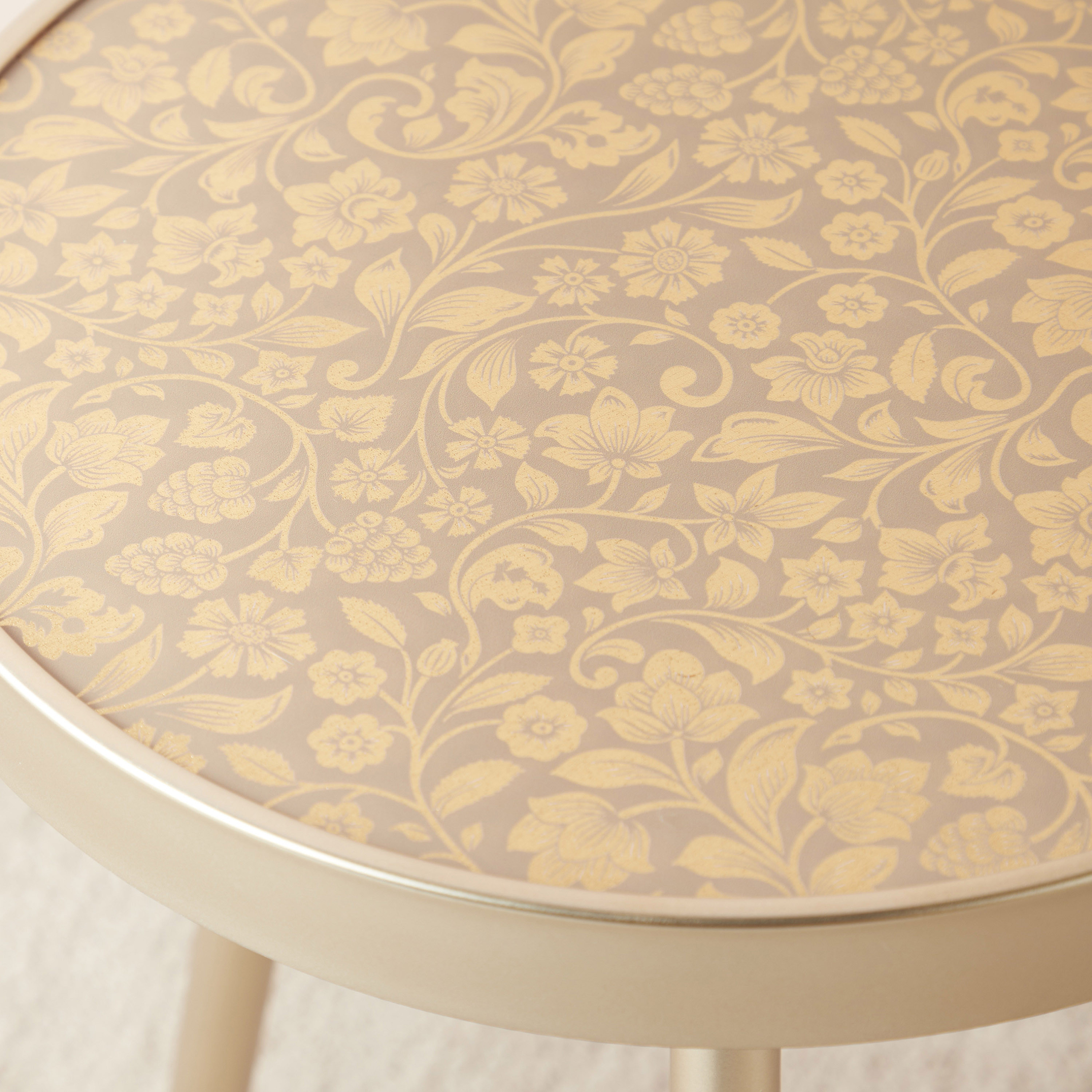 Floral Print Round Metal Accent Table-furniture-livingroom-sideandendtables-image-3