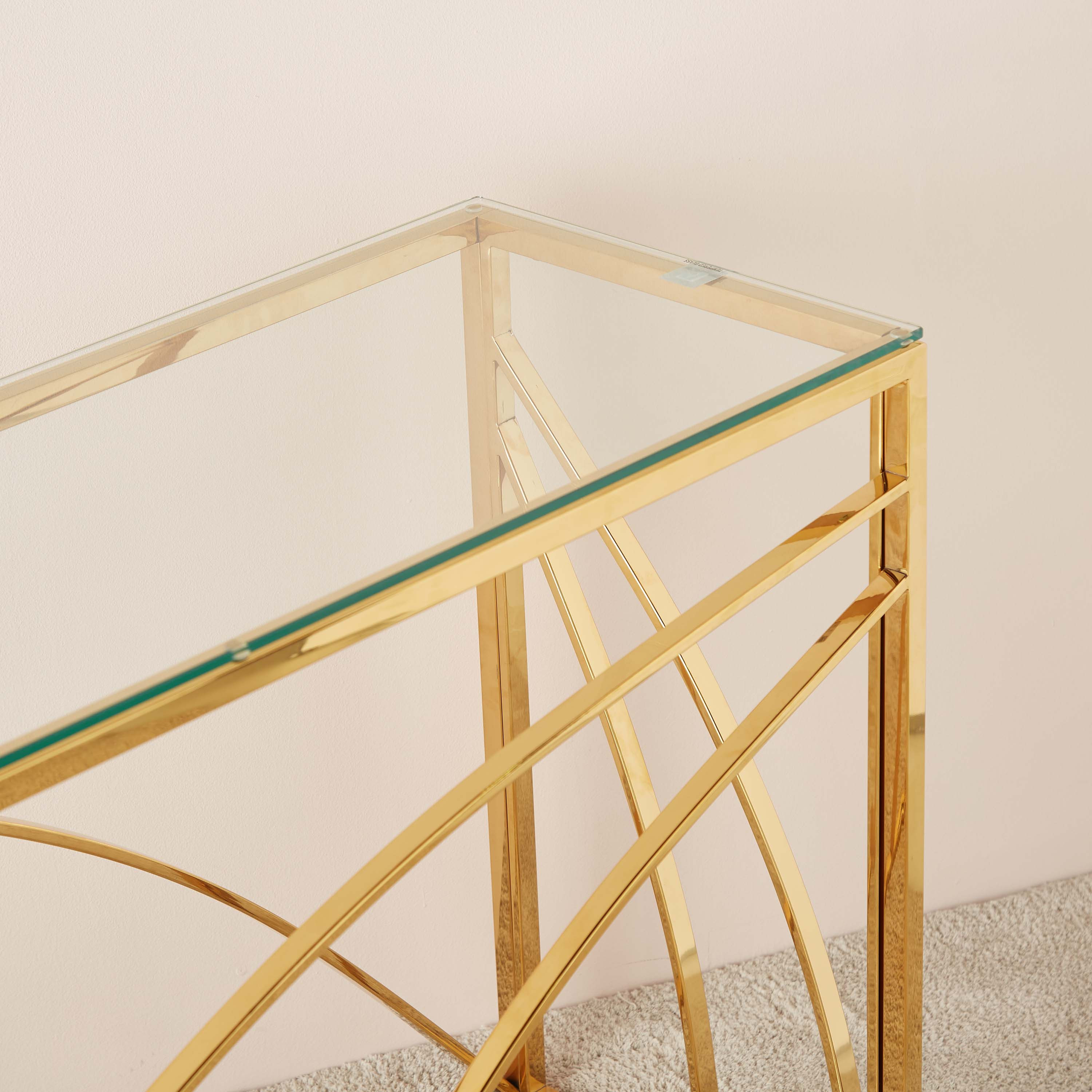Glass Table Kuwait Shop Glass Top Console Table - 120x40x75 cms Online | Centrepoint Kuwait