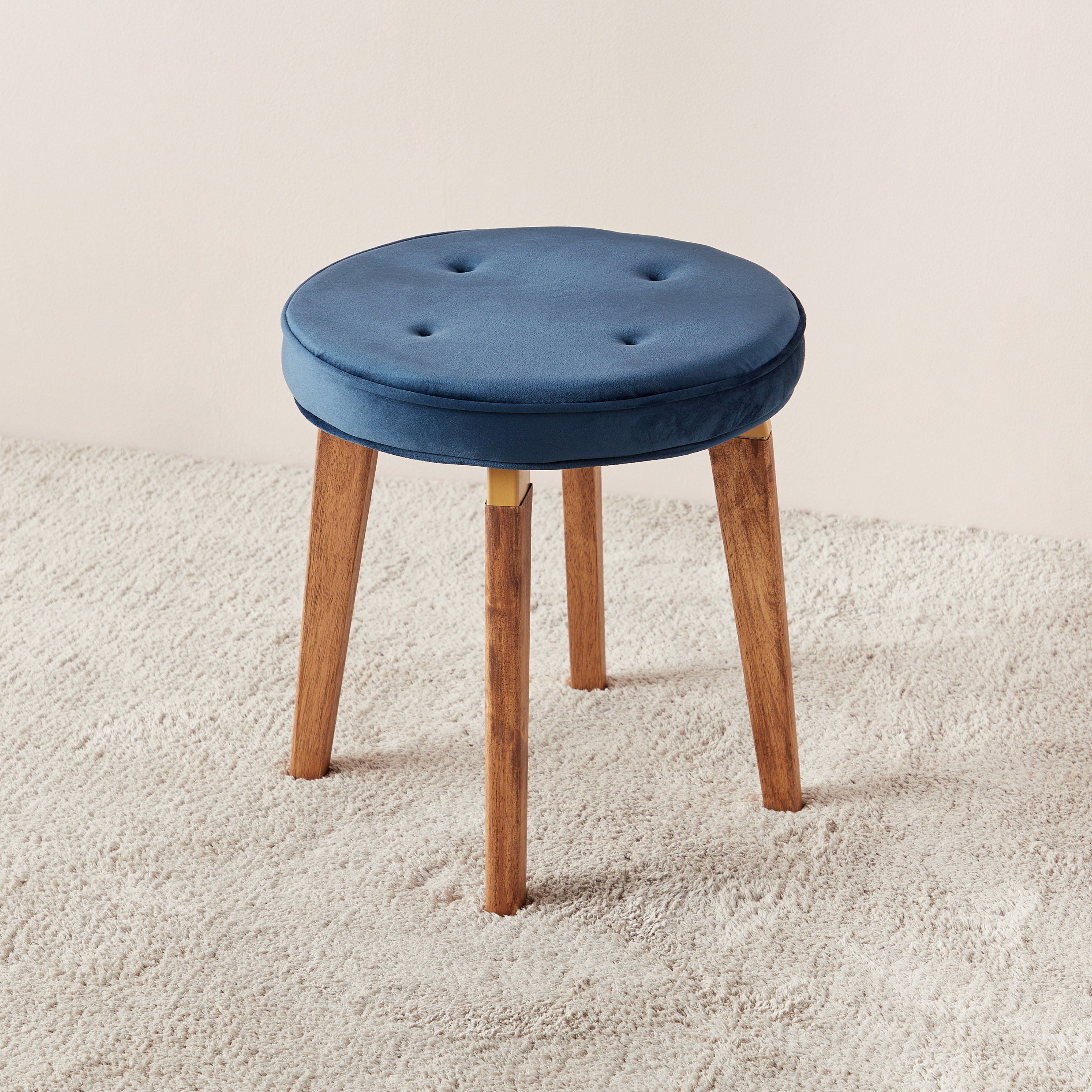 Upholstered Velvet Stool - 40x40x45 cms-furniture-diningroom-chairsandbenches-image-2