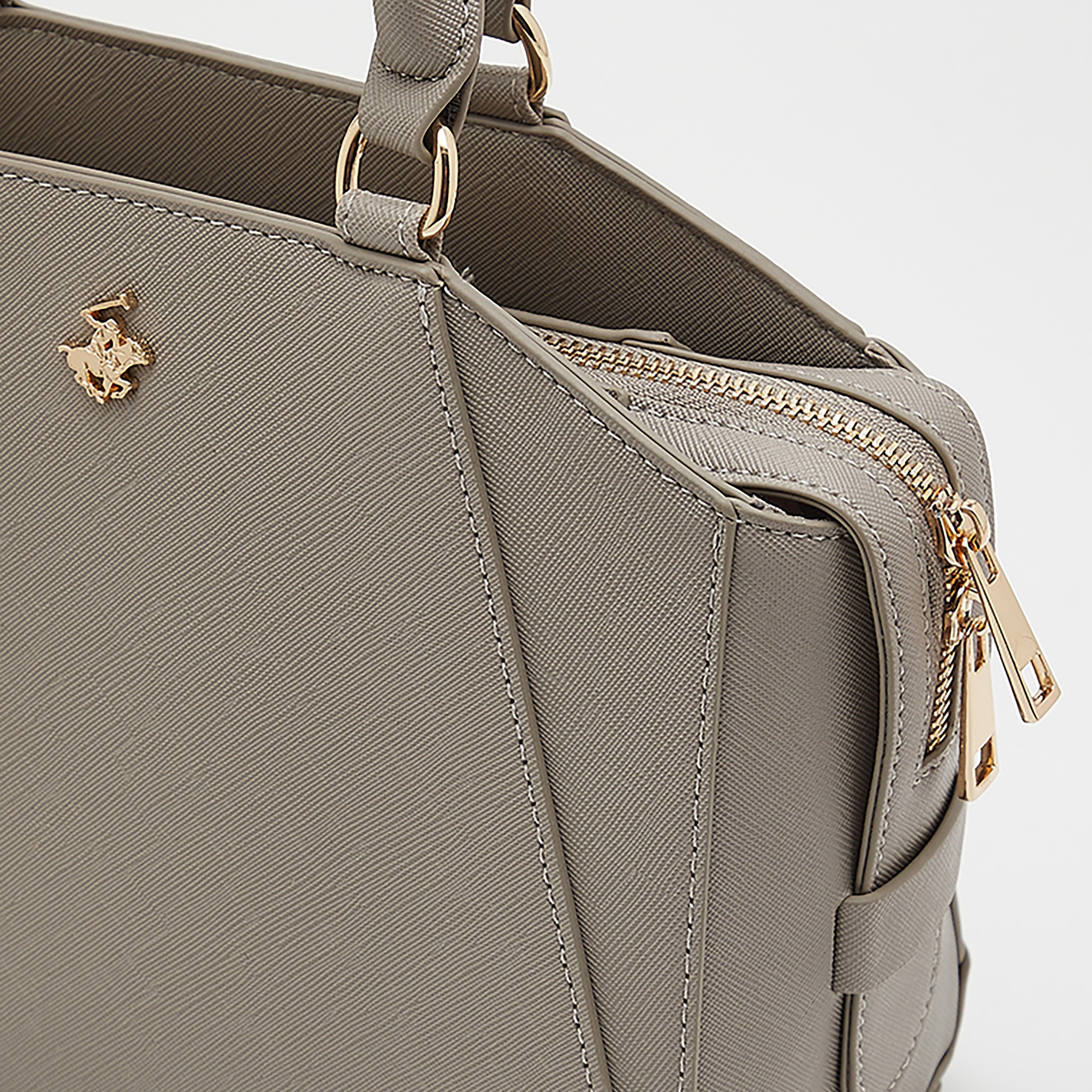 حقيبة بيفرلي هيلز بولو كلوب منسوجة مع سحاب للإغلاق باللون الأسود-women-bagsandwallets-handbags-image-7
